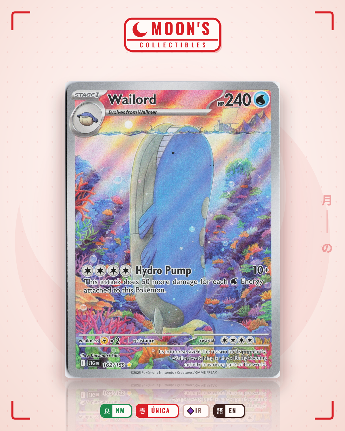 Carta Pokémon Wailord · Journey Together #162/159 (NM) — pieza única en Moon's Collectibles México