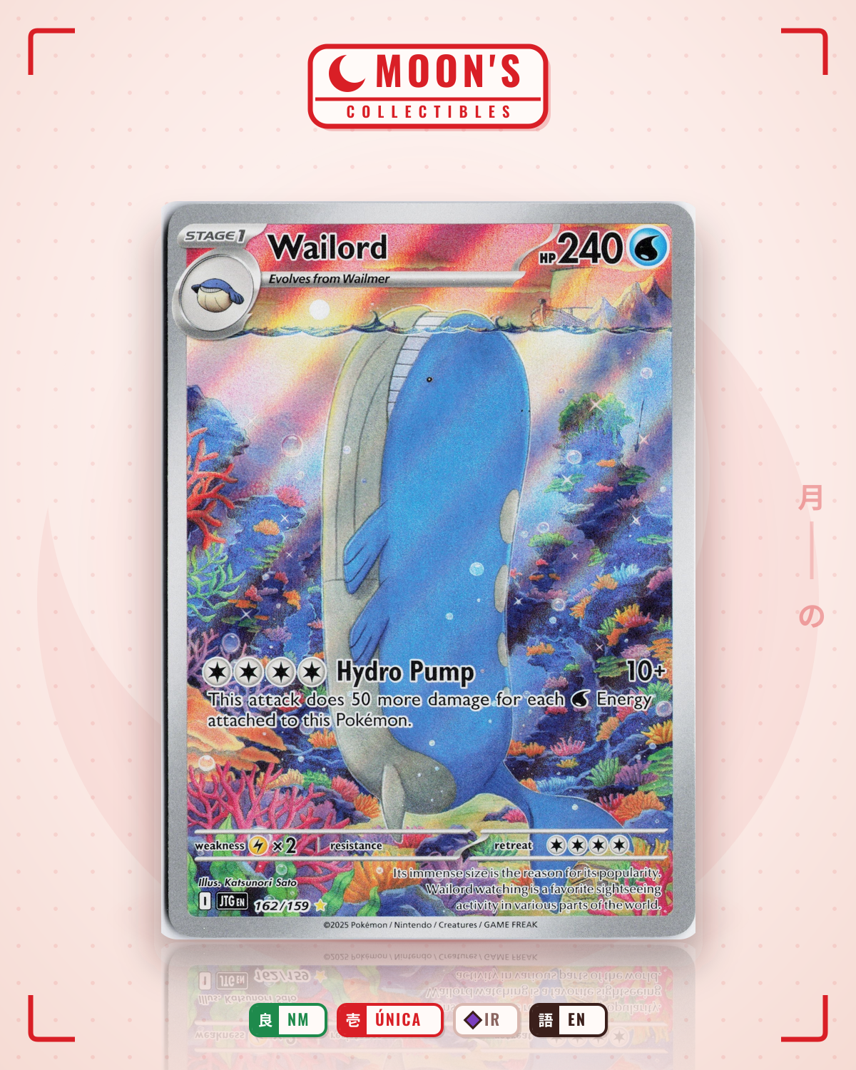 Carta Pokémon Wailord · Journey Together #162/159 (NM) — pieza única en Moon's Collectibles México