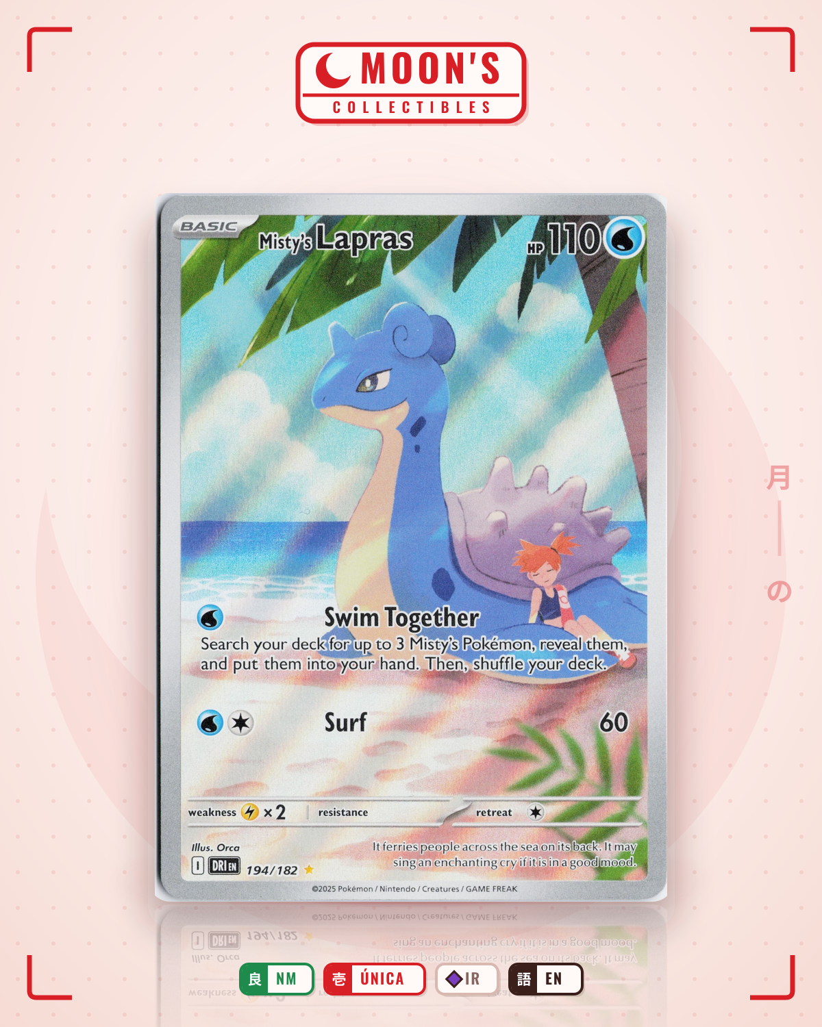 Carta Pokémon Misty's Lapras · Destined Rivals #194/182 (NM) — pieza única en Moon's Collectibles México