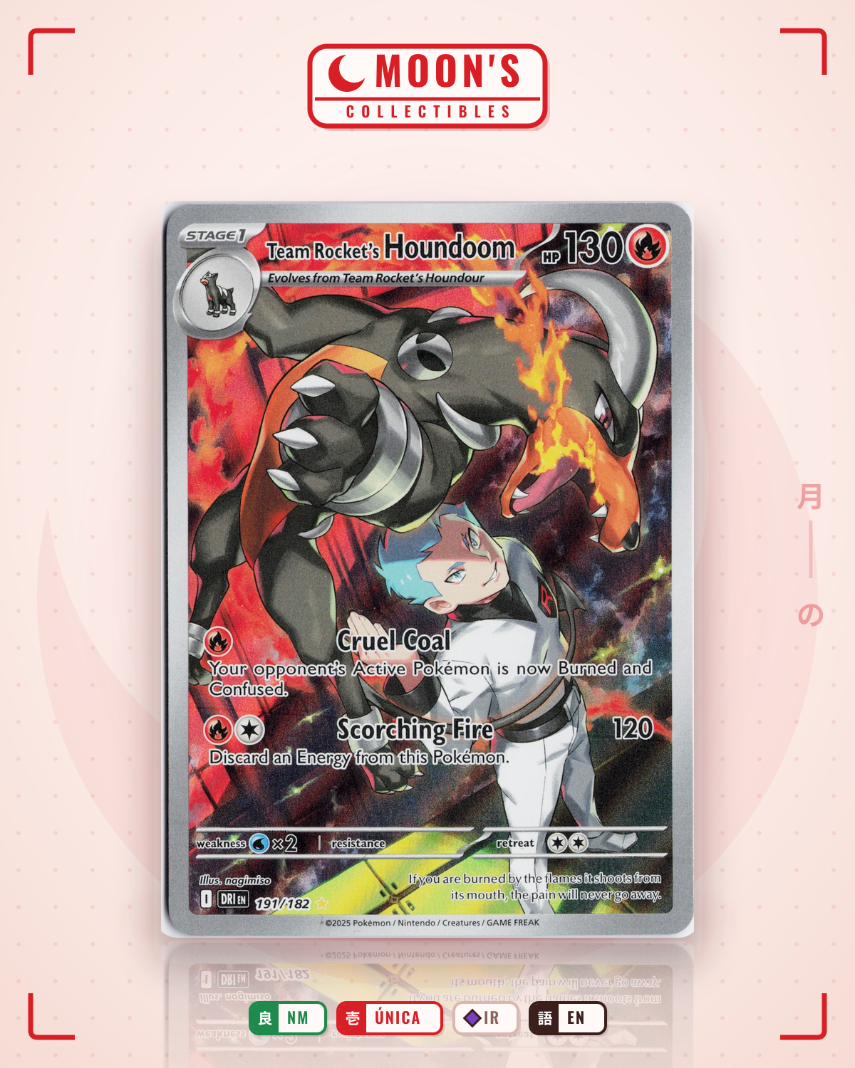Carta Pokémon Team Rocket's Houndoom · Destined Rivals #191/182 (NM) — pieza única en Moon's Collectibles México