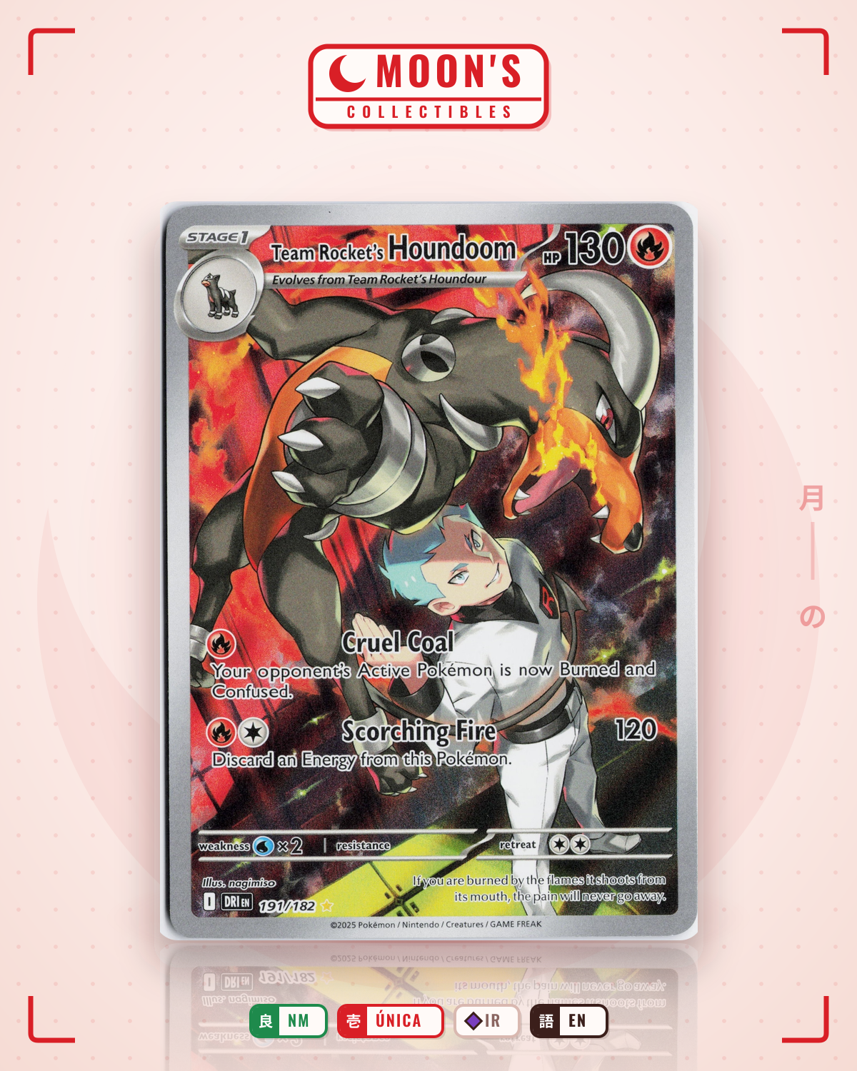 Carta Pokémon Team Rocket's Houndoom · Destined Rivals #191/182 (NM) — pieza única en Moon's Collectibles México