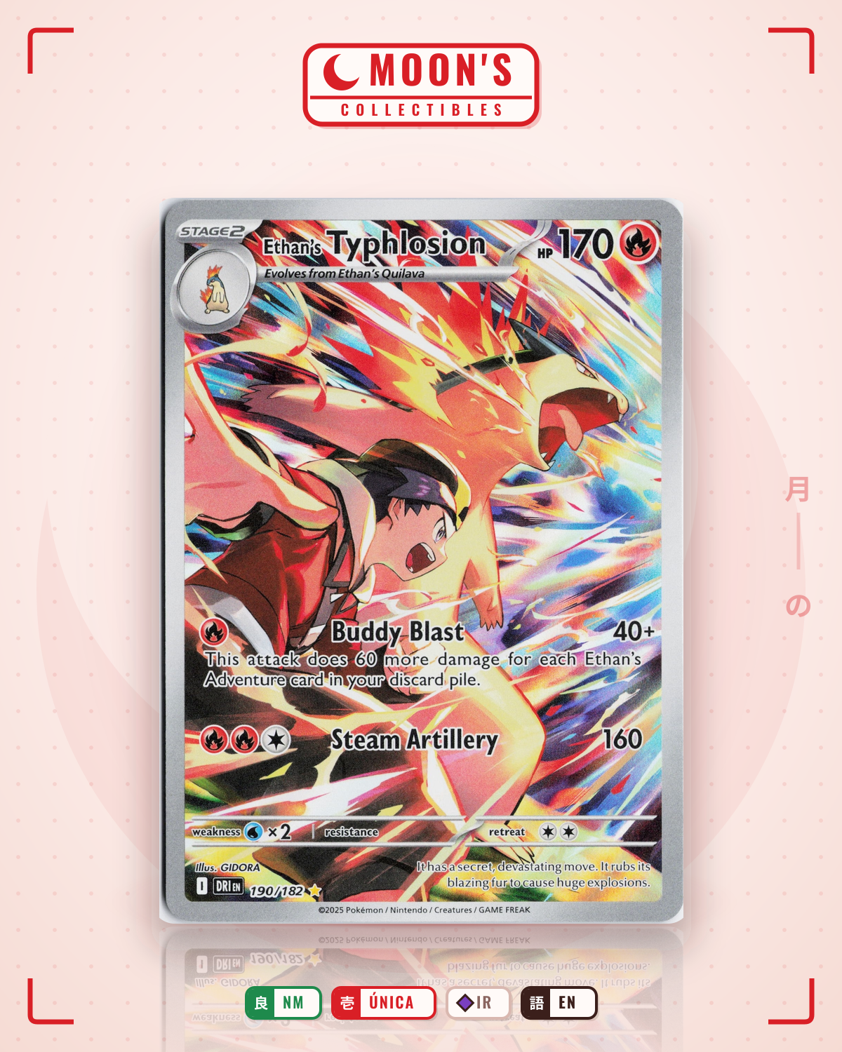 Carta Pokémon Ethan's Typhlosion · Destined Rivals #190/182 (NM) — pieza única en Moon's Collectibles México