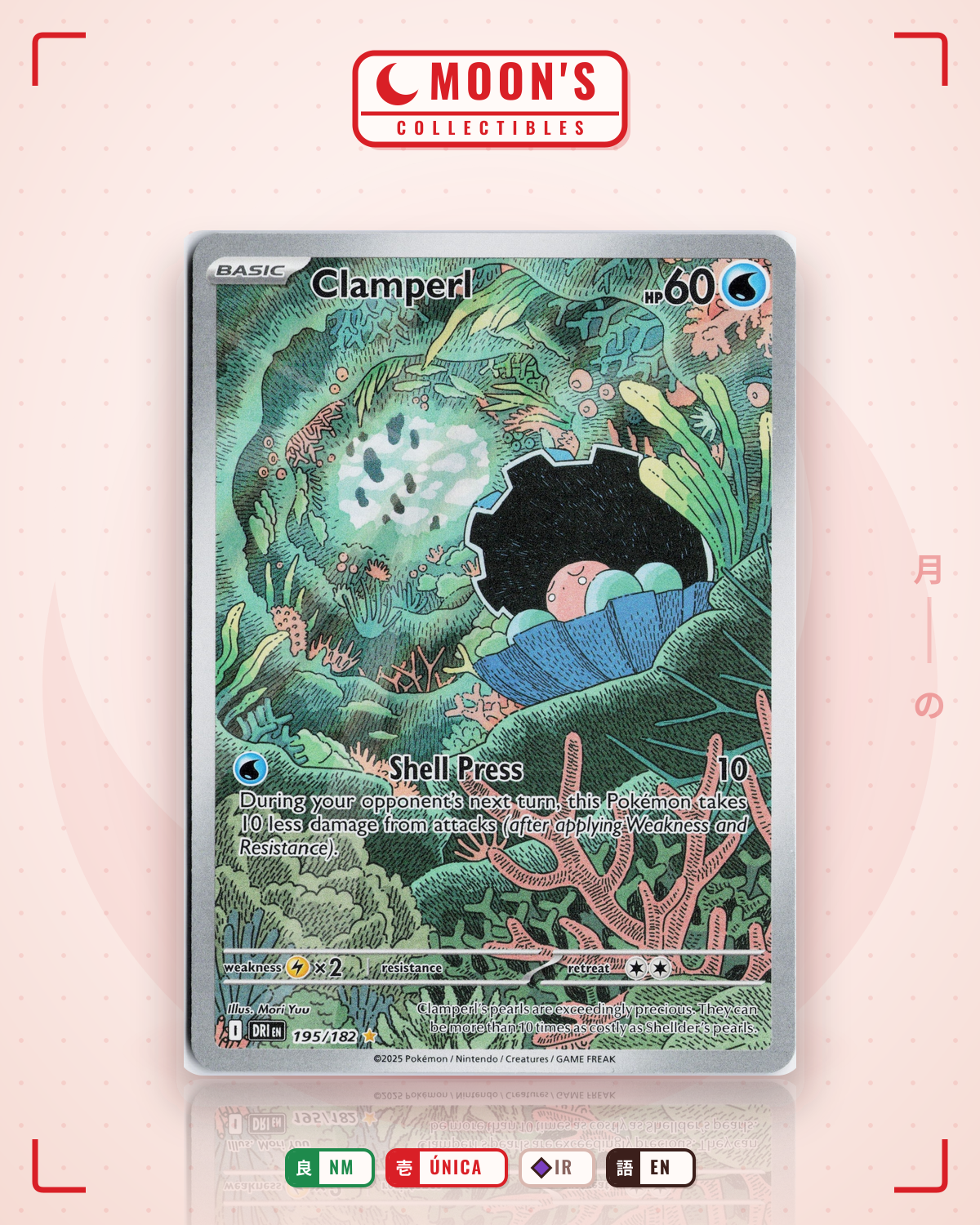 Carta Pokémon Clamperl · Destined Rivals #195/182 (NM) — pieza única en Moon's Collectibles México