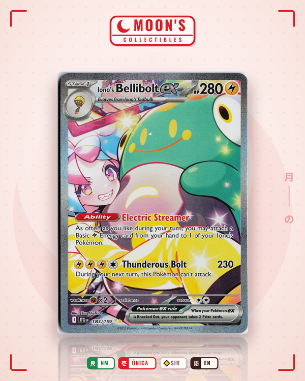 Carta Pokémon Iono's Bellibolt ex · Journey Together #183/159 (NM) — pieza única en Moon's Collectibles México