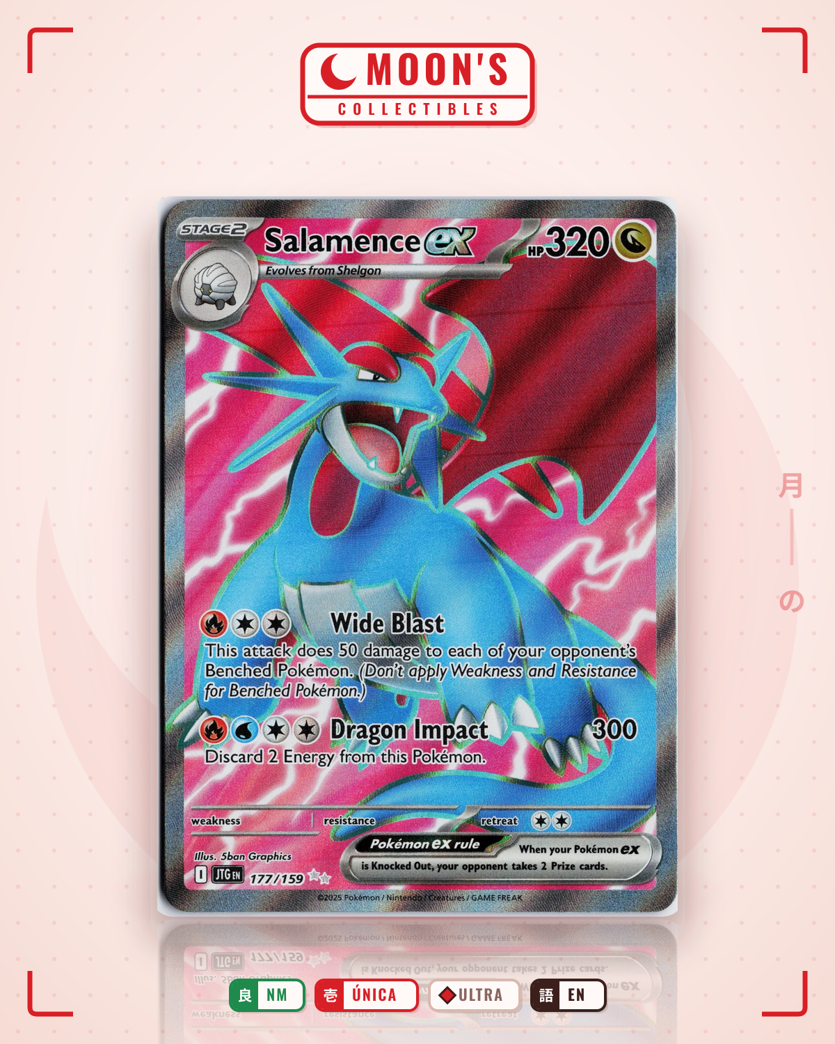 Carta Pokémon Salamence ex · Journey Together #177/159 (NM) — pieza única en Moon's Collectibles México