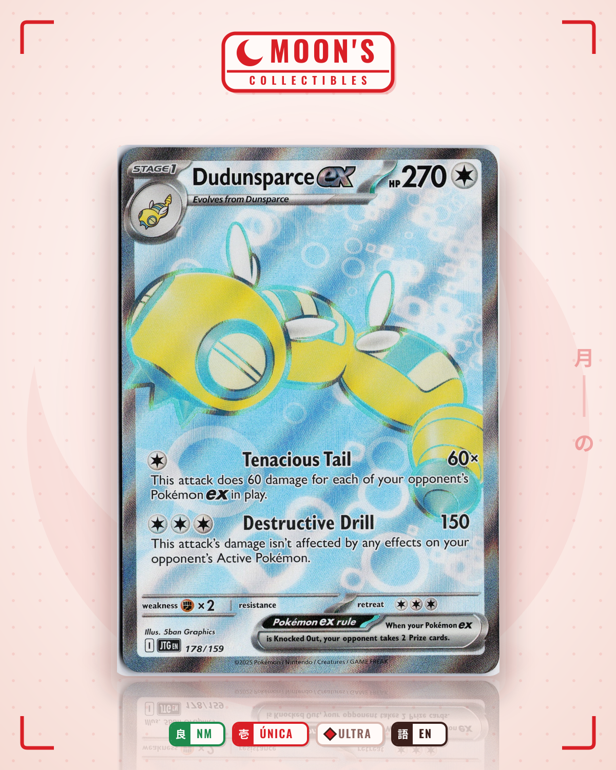 Carta Pokémon Dudunsparce ex · Journey Together #178/159 (NM) — pieza única en Moon's Collectibles México