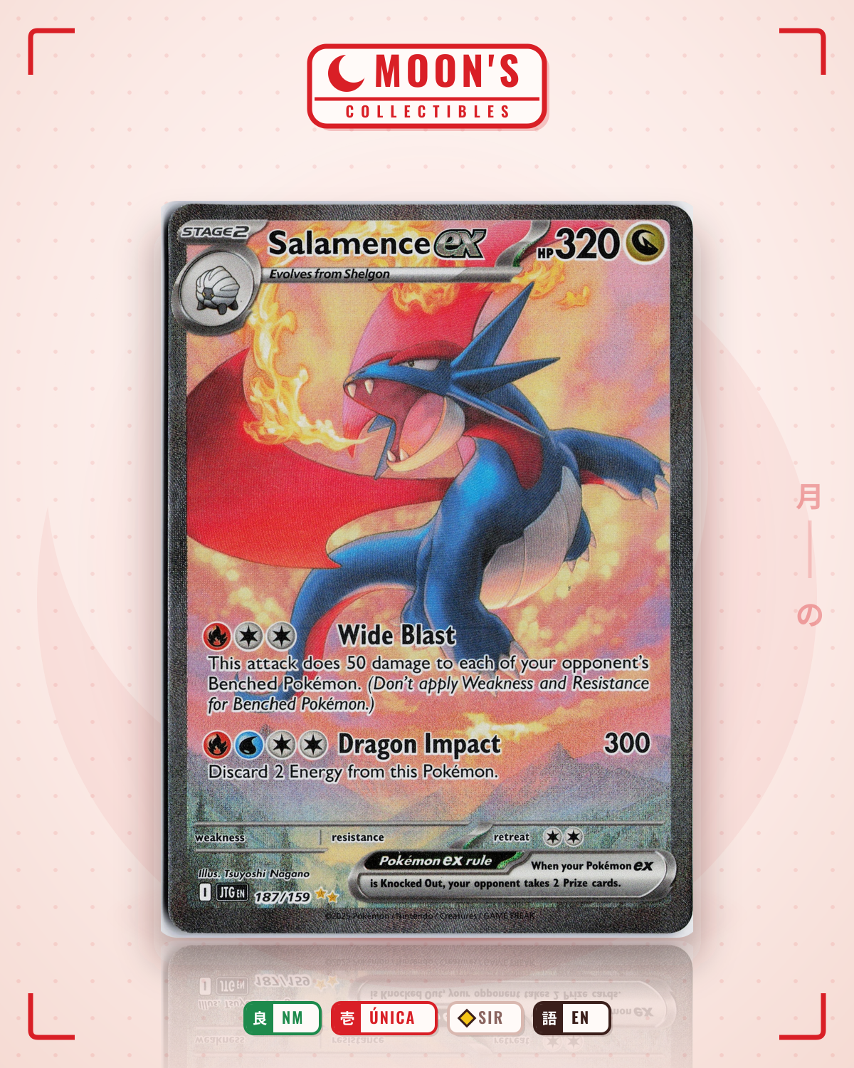 Carta Pokémon Salamence ex · Journey Together #187/159 (NM) — pieza única en Moon's Collectibles México