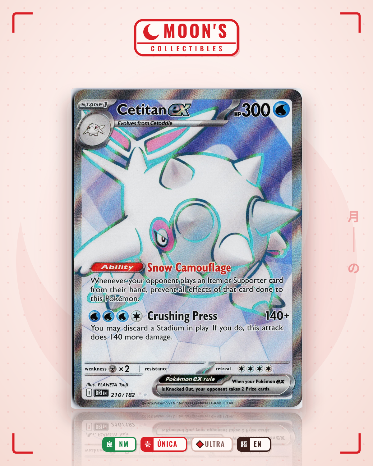 Carta Pokémon Cetitan ex · Destined Rivals #210/182 (NM) — pieza única en Moon's Collectibles México
