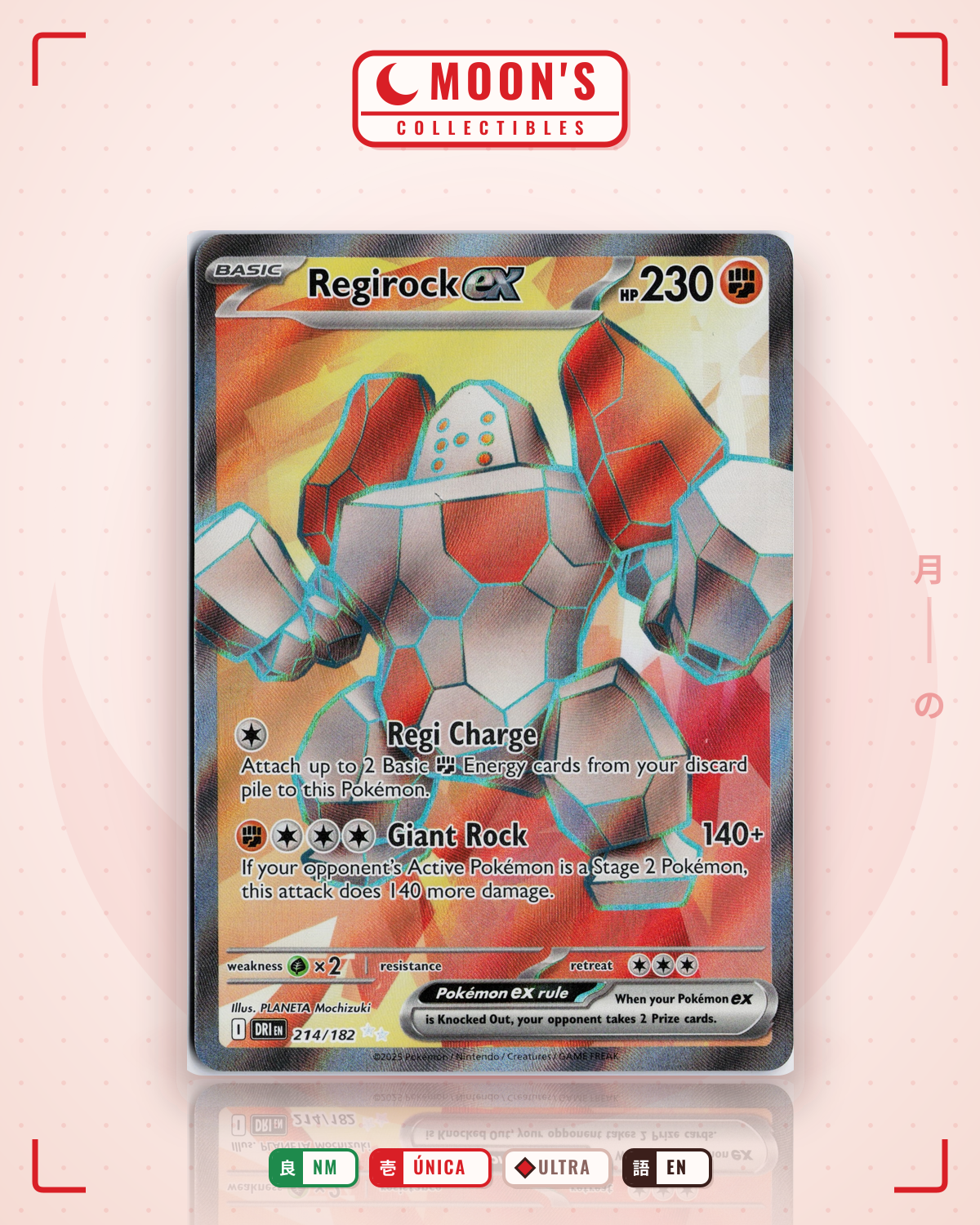 Carta Pokémon Regirock ex · Destined Rivals #214/182 (NM) — pieza única en Moon's Collectibles México