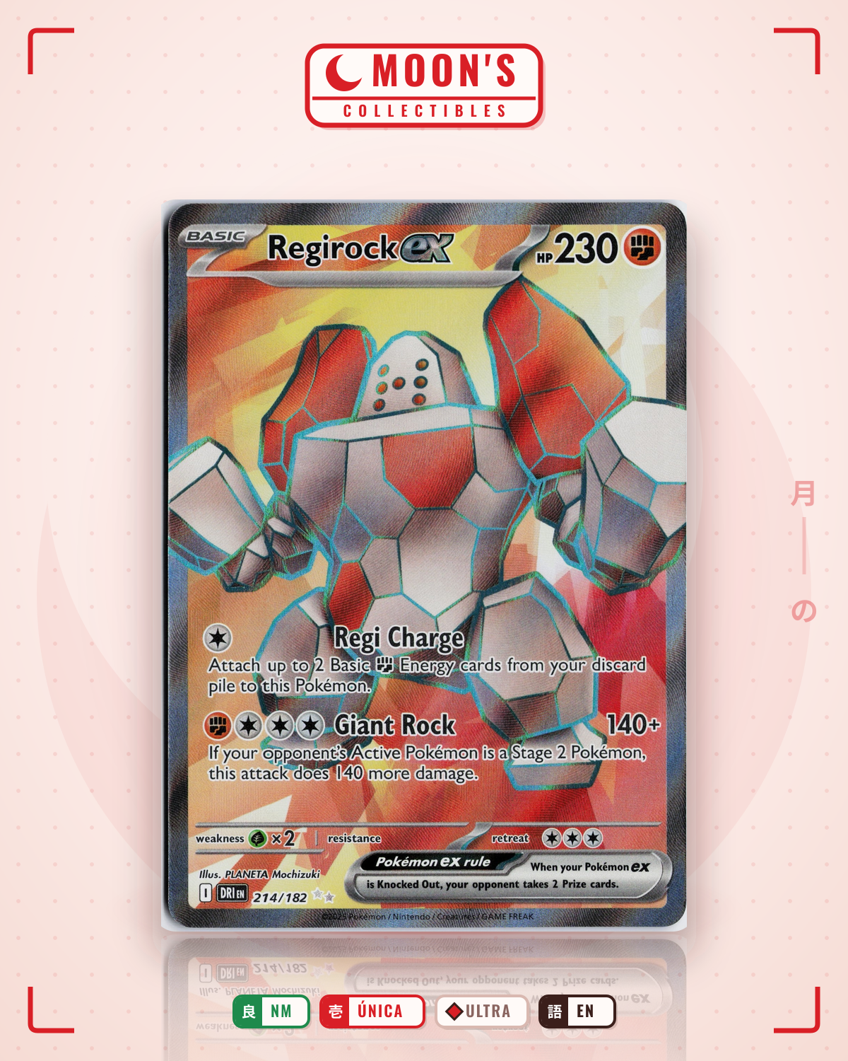 Carta Pokémon Regirock ex · Destined Rivals #214/182 (NM) — pieza única en Moon's Collectibles México