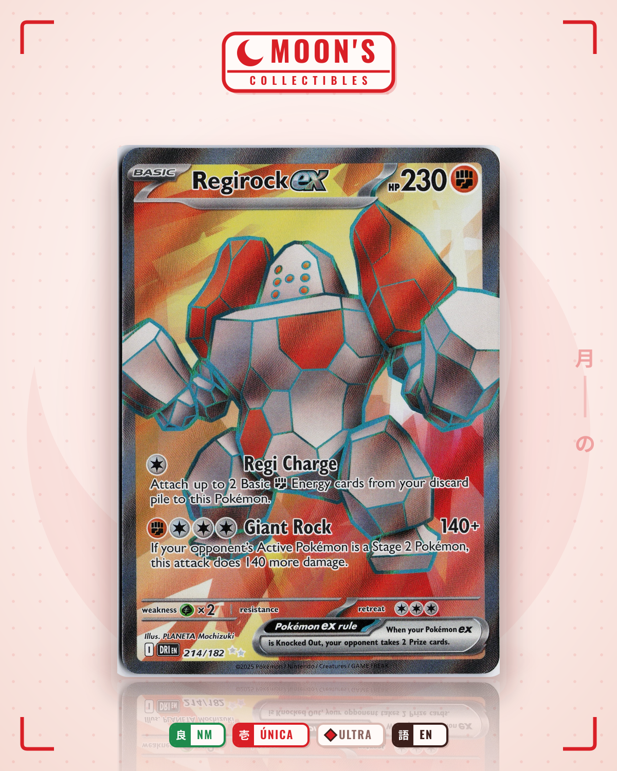 Carta Pokémon Regirock ex · Destined Rivals #214/182 (NM) — pieza única en Moon's Collectibles México