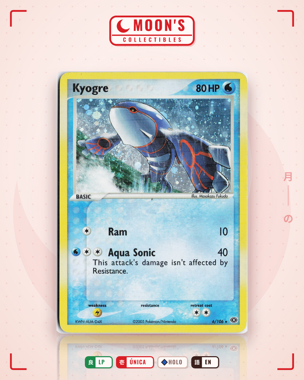 Carta Pokémon Kyogre · Emerald #6/106 (LP) — pieza única en Moon's Collectibles México