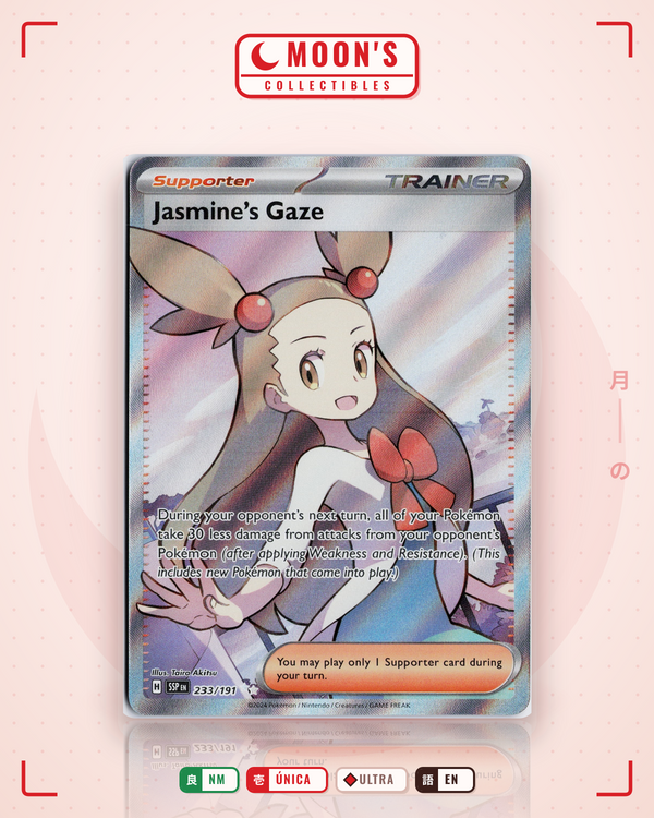 Carta Pokémon Jasmine's Gaze · Surging Sparks #233/191 (NM) — pieza única en Moon's Collectibles México