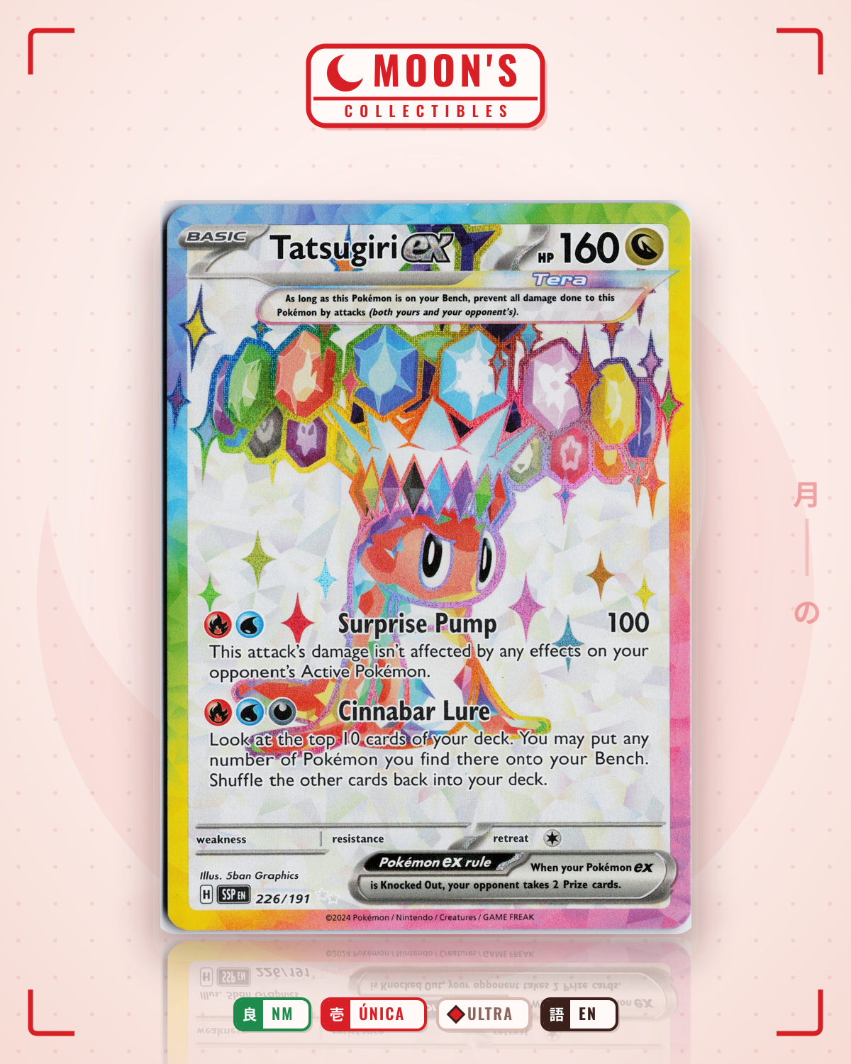 Carta Pokémon Tatsugiri ex · Surging Sparks #226/191 (NM) — pieza única en Moon's Collectibles México