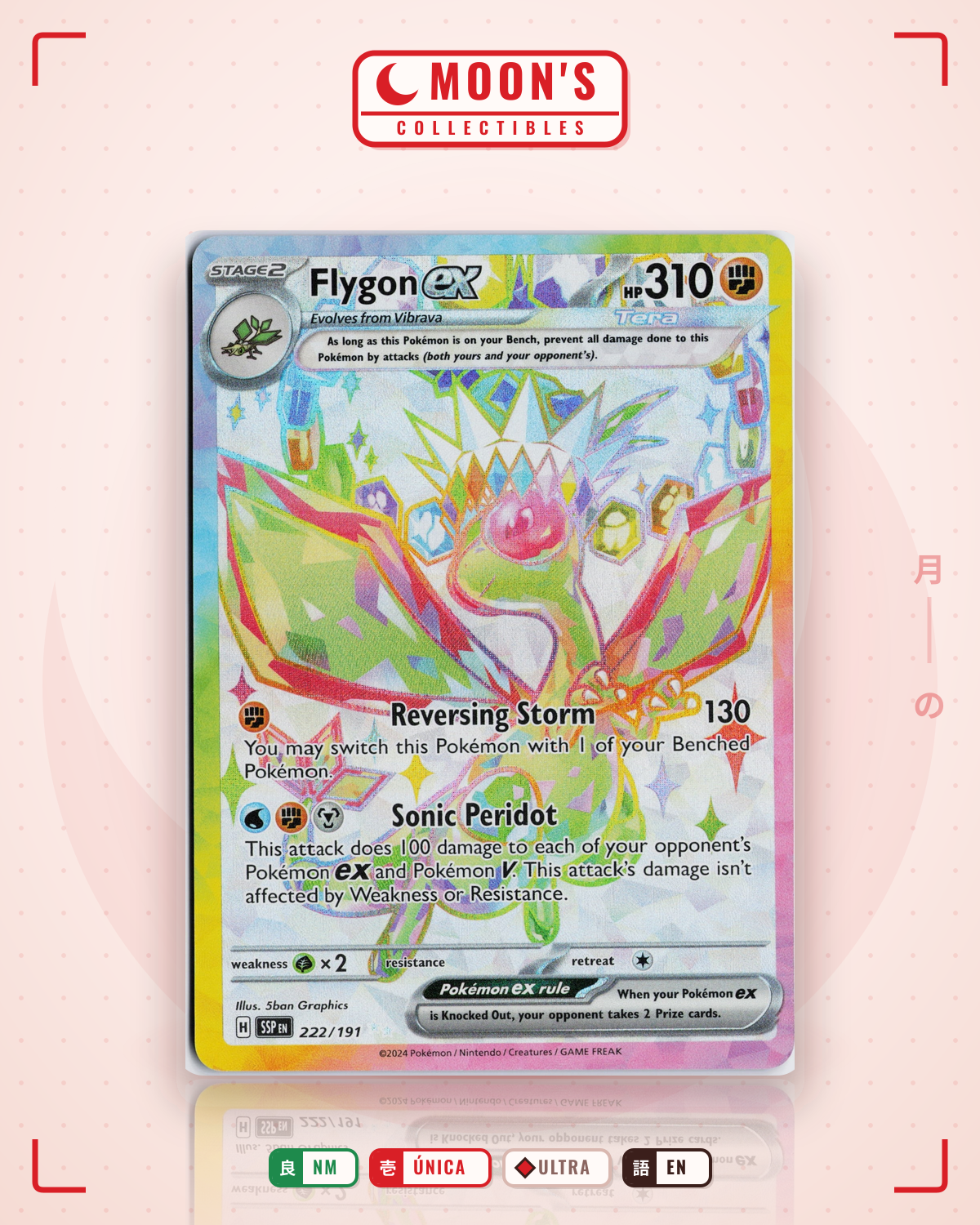 Carta Pokémon Flygon ex · Surging Sparks #222/191 (NM) — pieza única en Moon's Collectibles México