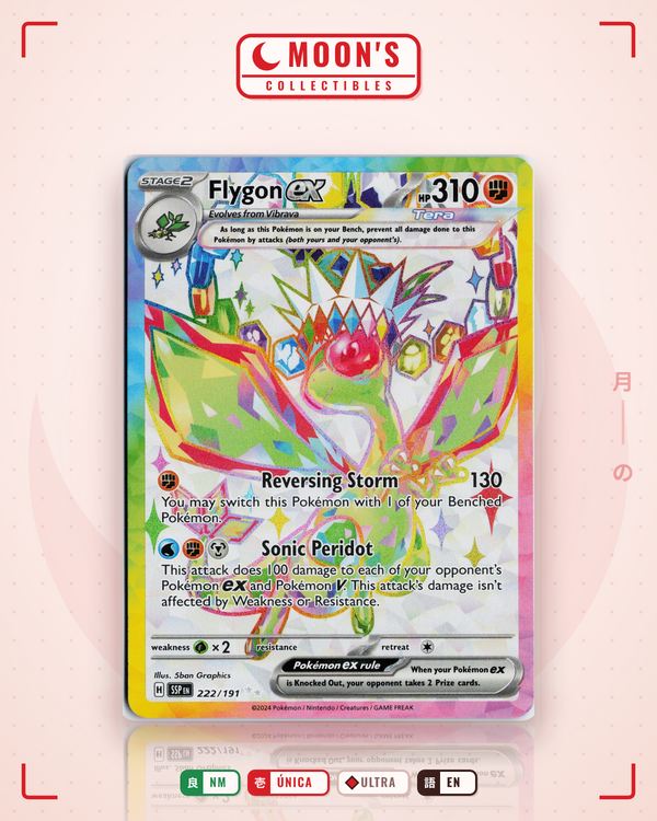 Carta Pokémon Flygon ex · Surging Sparks #222/191 (NM) — pieza única en Moon's Collectibles México