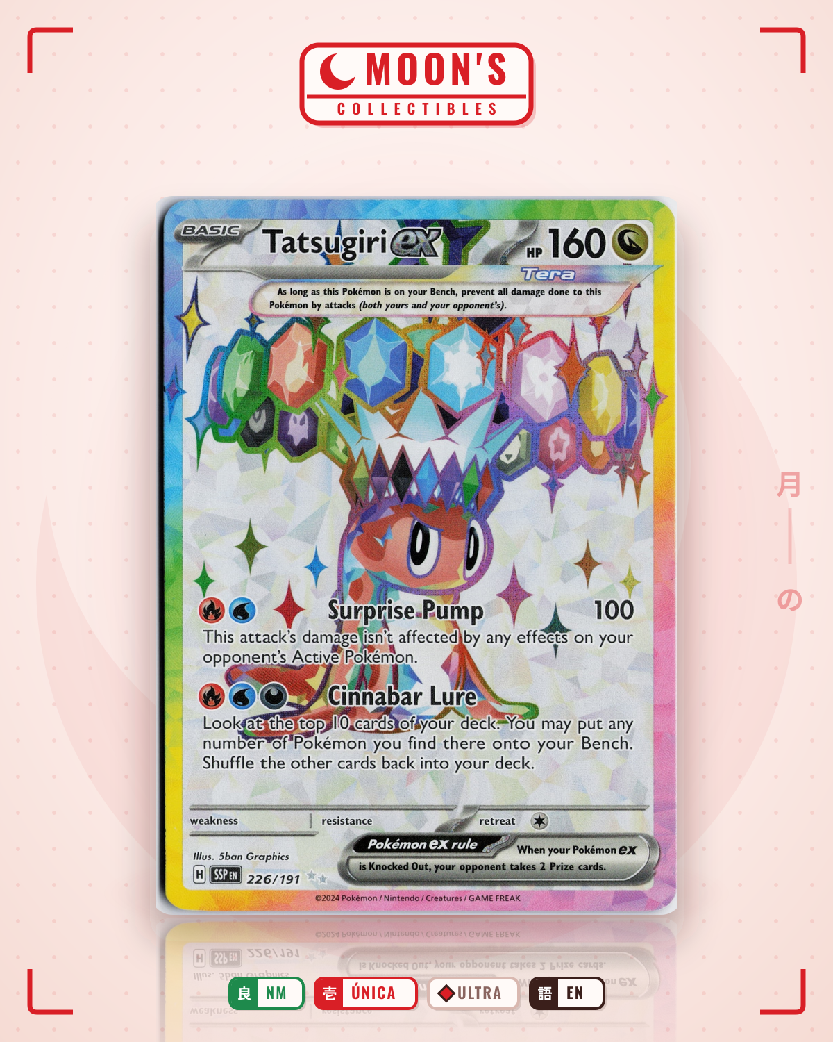 Carta Pokémon Tatsugiri ex · Surging Sparks #226/191 (NM) — pieza única en Moon's Collectibles México