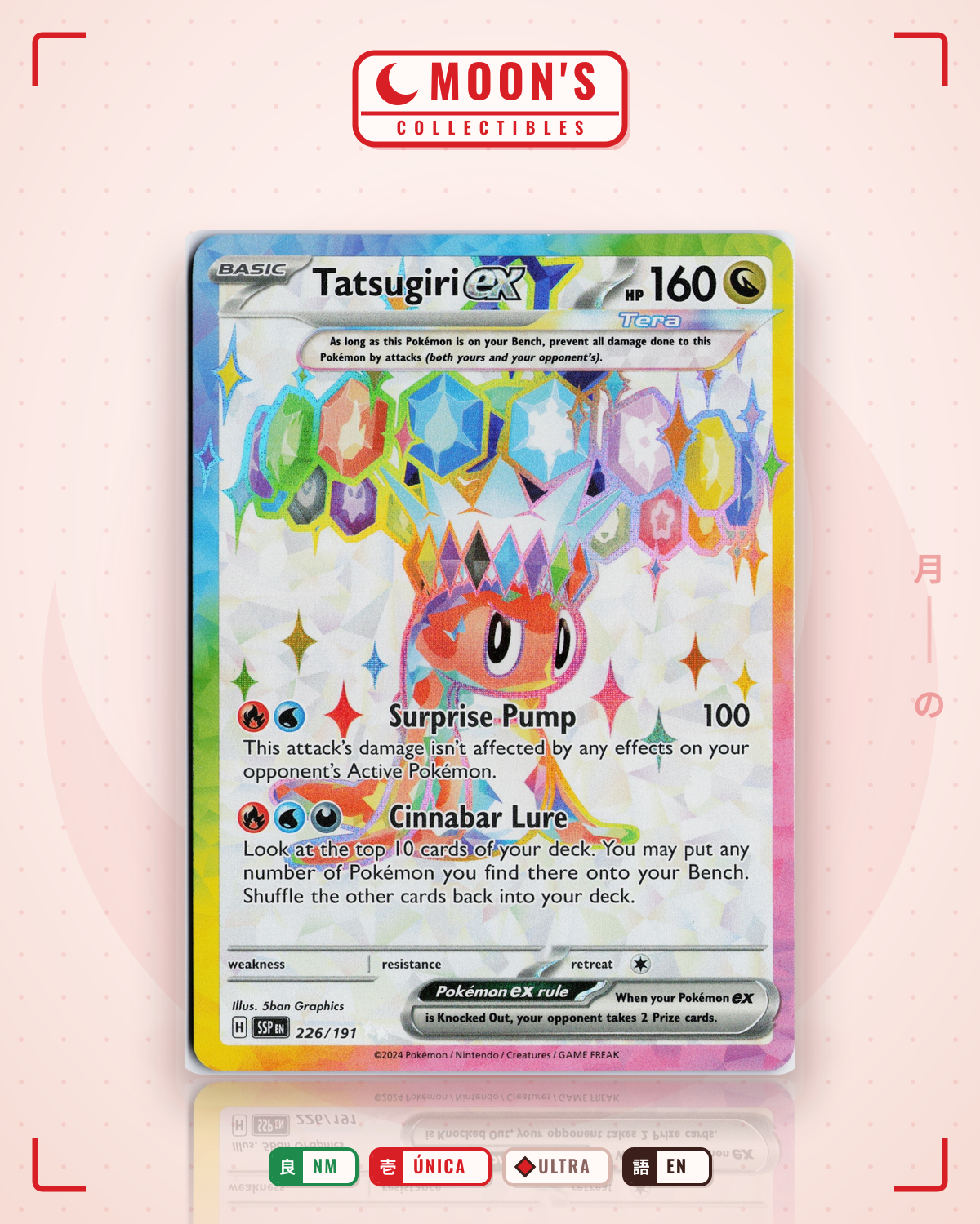 Carta Pokémon Tatsugiri ex · Surging Sparks #226/191 (NM) — pieza única en Moon's Collectibles México