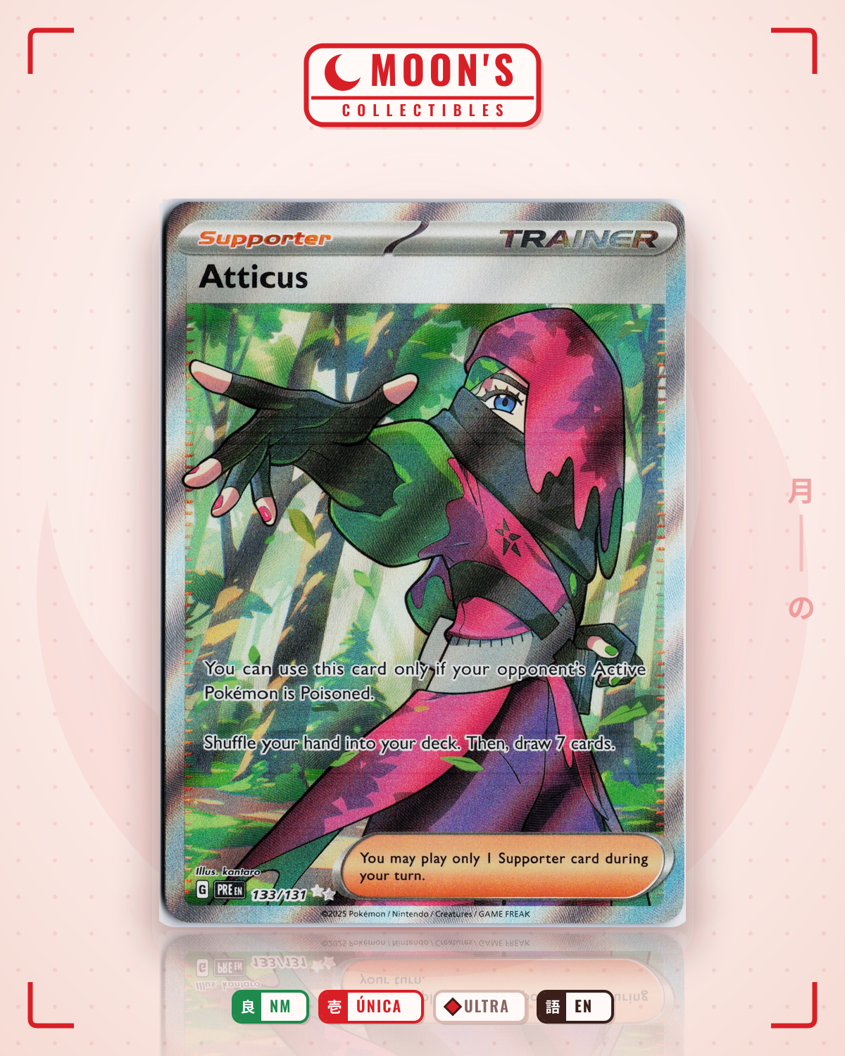 Carta Pokémon Atticus · Prismatic Evolutions #133/131 (NM) — pieza única en Moon's Collectibles México