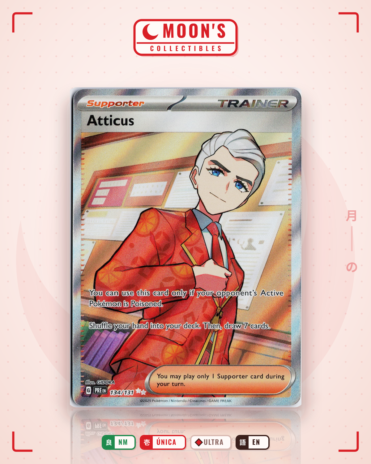 Carta Pokémon Atticus · Prismatic Evolutions #134/131 (NM) — pieza única en Moon's Collectibles México