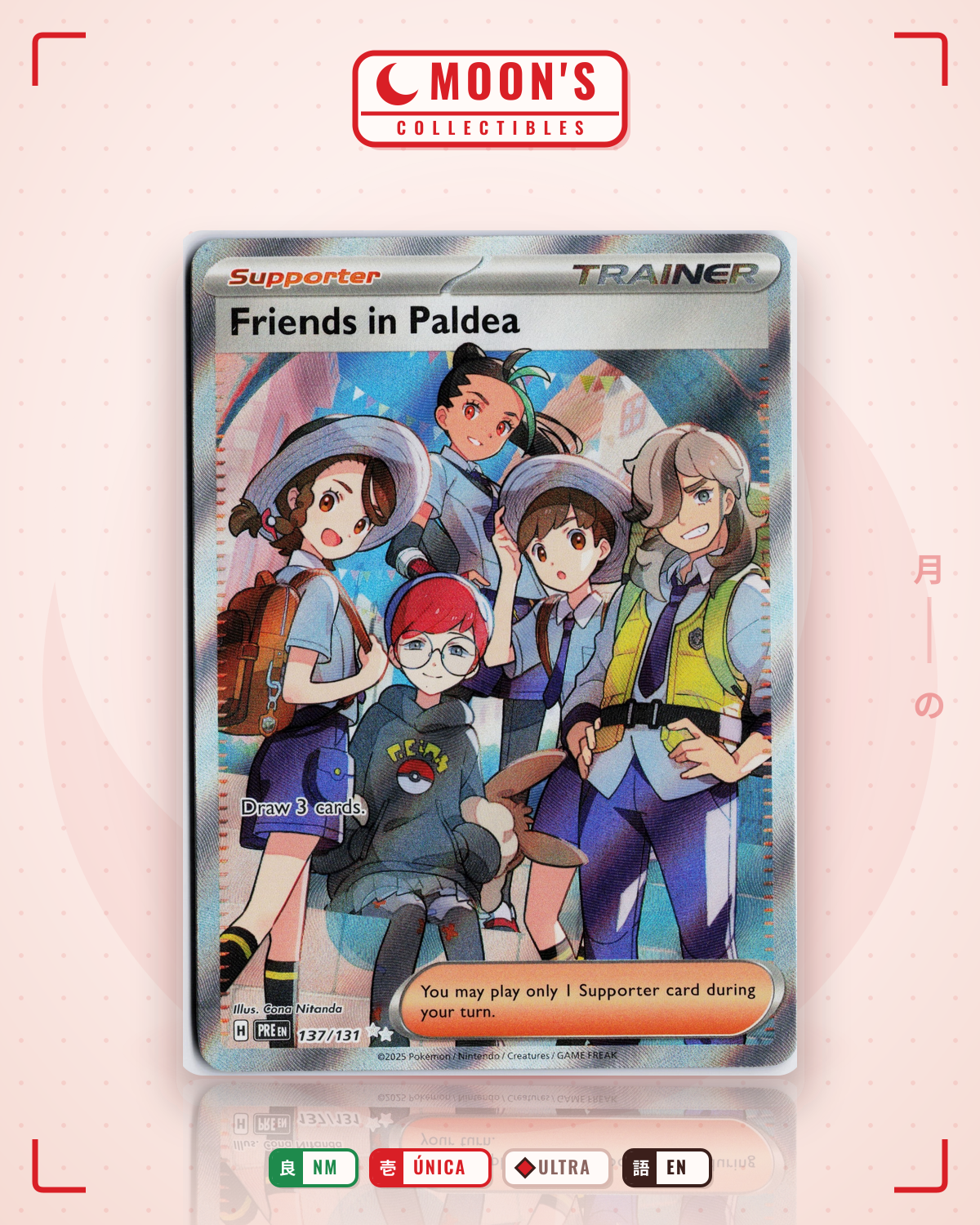 Carta Pokémon Friends in Paldea · Prismatic Evolutions #137/131 (NM) — pieza única en Moon's Collectibles México