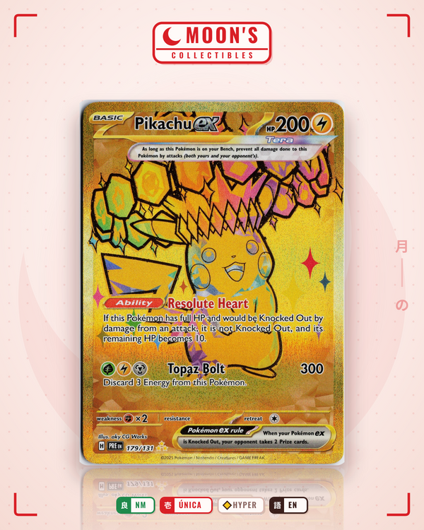 Carta Pokémon Pikachu ex · Prismatic Evolutions #179/131 (NM) — pieza única en Moon's Collectibles México