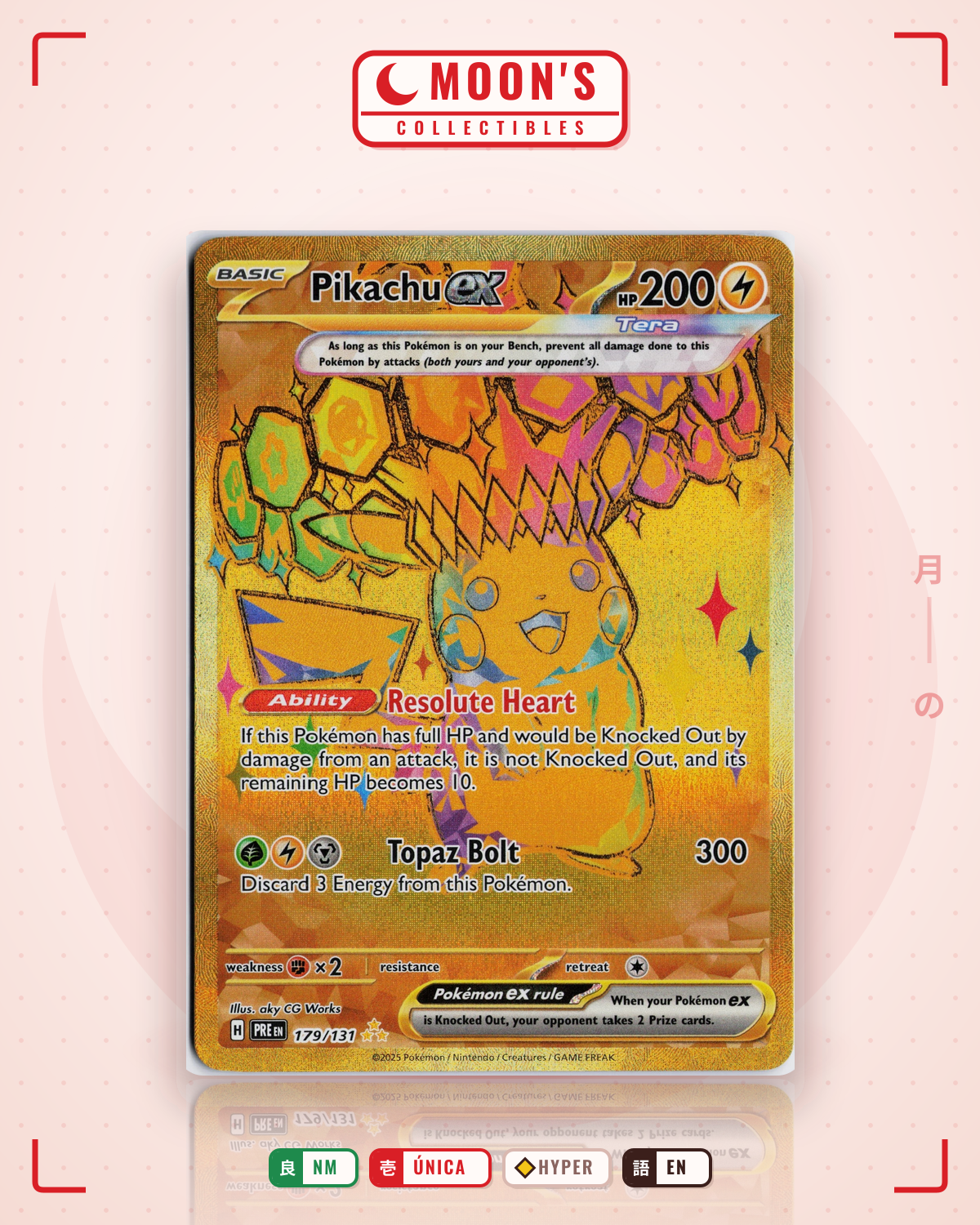 Carta Pokémon Pikachu ex · Prismatic Evolutions #179/131 (NM) — pieza única en Moon's Collectibles México