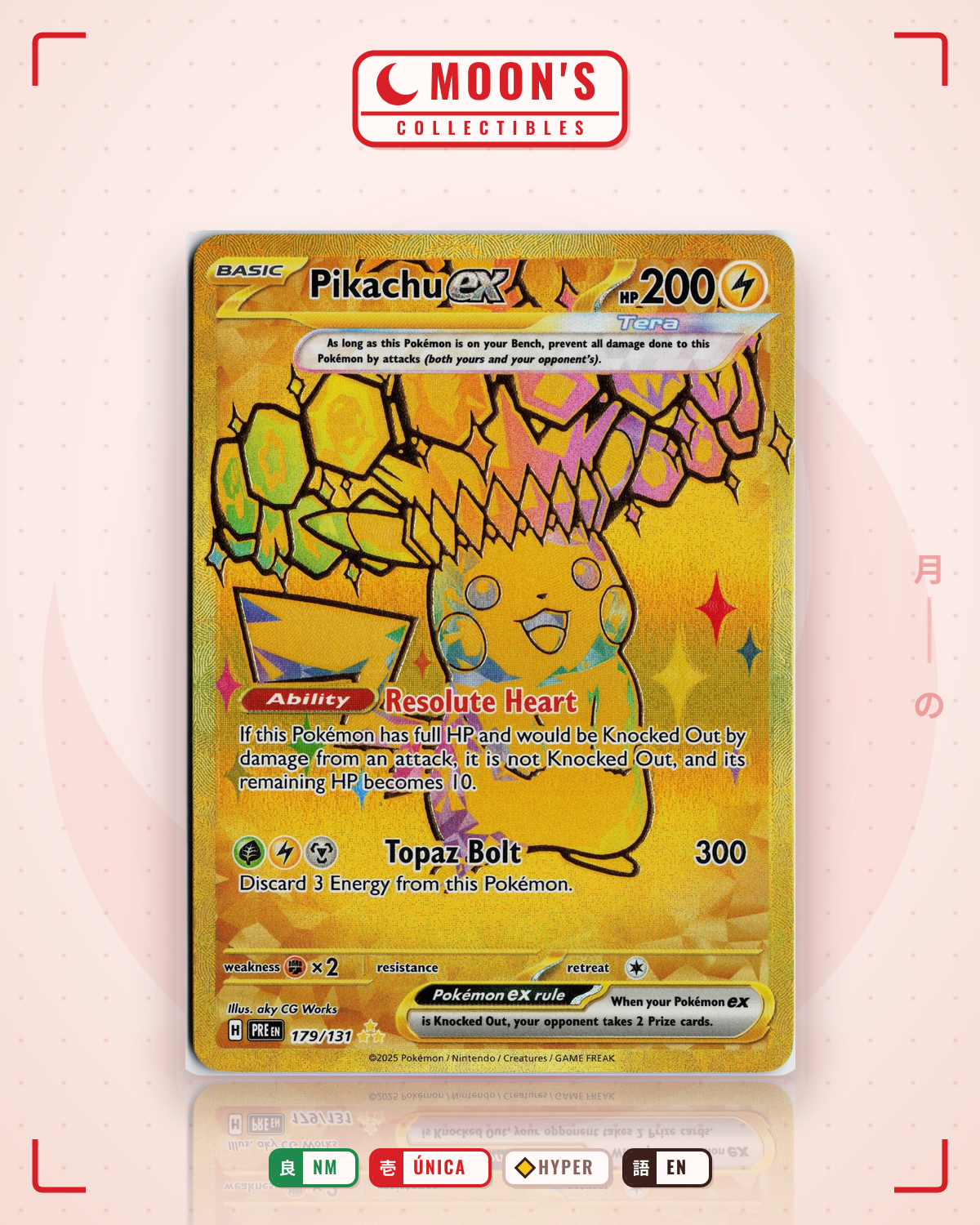 Carta Pokémon Pikachu ex · Prismatic Evolutions #179/131 (NM) — pieza única en Moon's Collectibles México