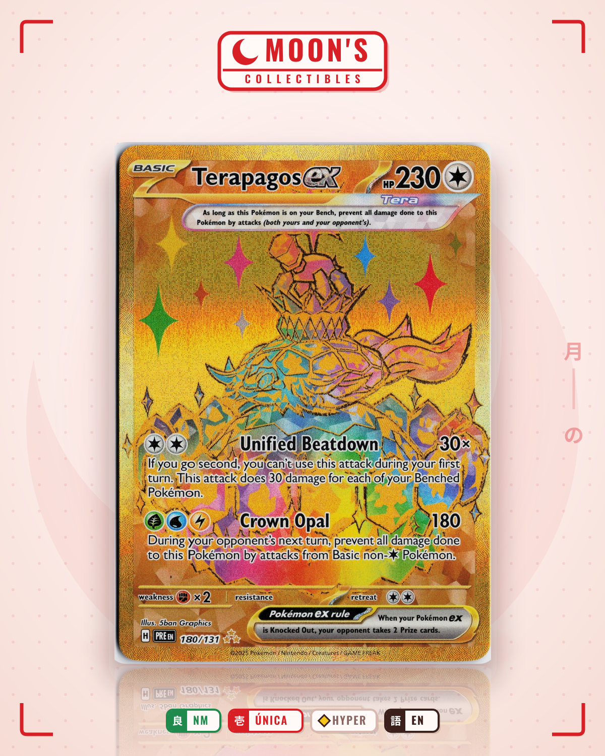 Carta Pokémon Terapagos ex · Prismatic Evolutions #180/131 (NM) — pieza única en Moon's Collectibles México