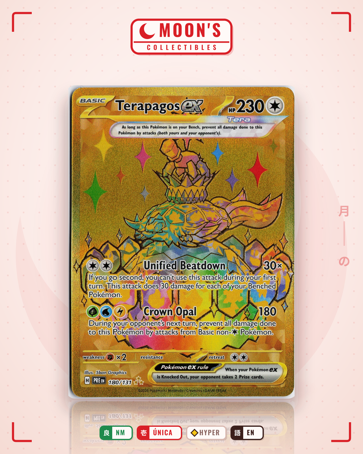Carta Pokémon Terapagos ex · Prismatic Evolutions #180/131 (NM) — pieza única en Moon's Collectibles México