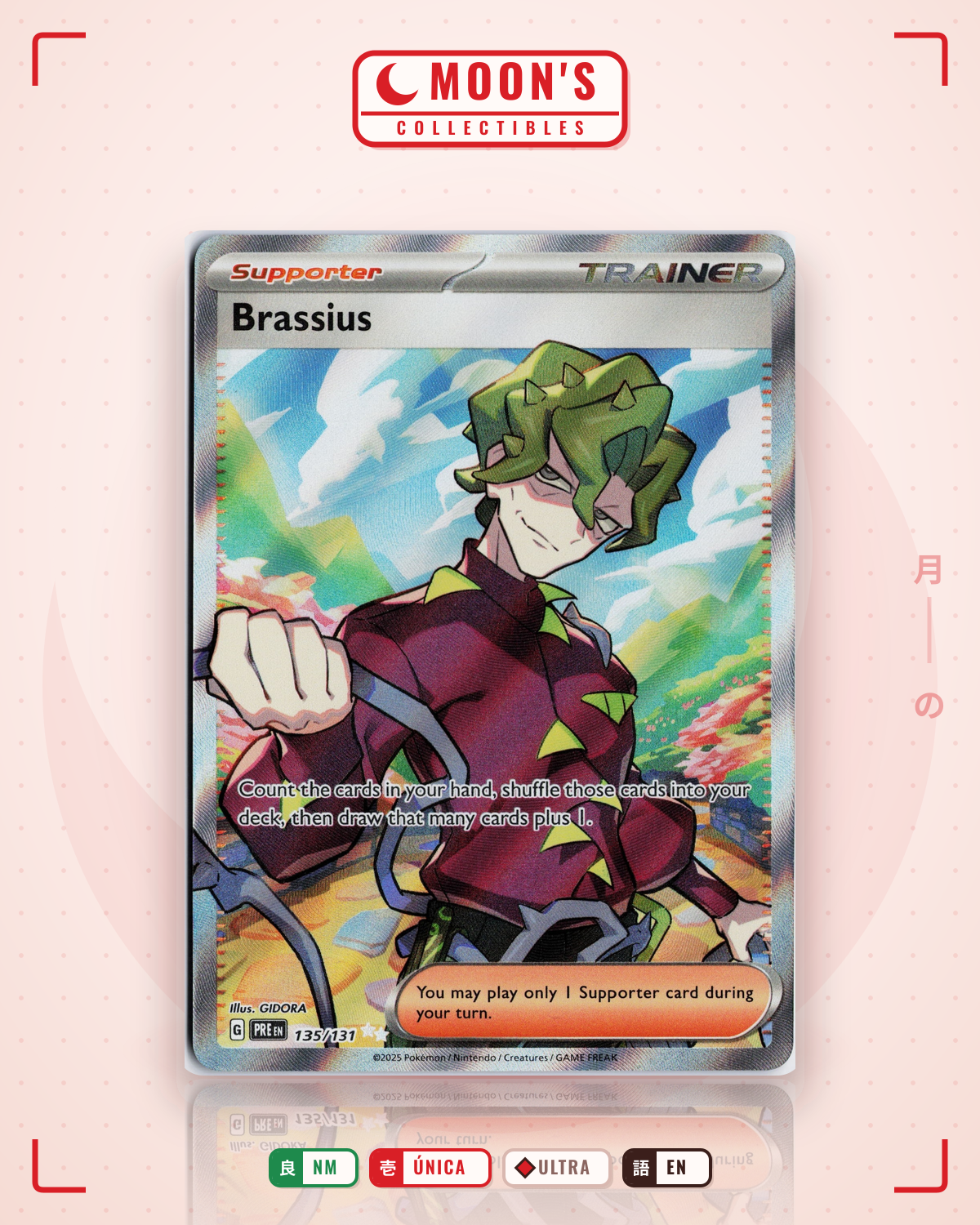Carta Pokémon Brassius · Prismatic Evolutions #135/131 (NM) — pieza única en Moon's Collectibles México