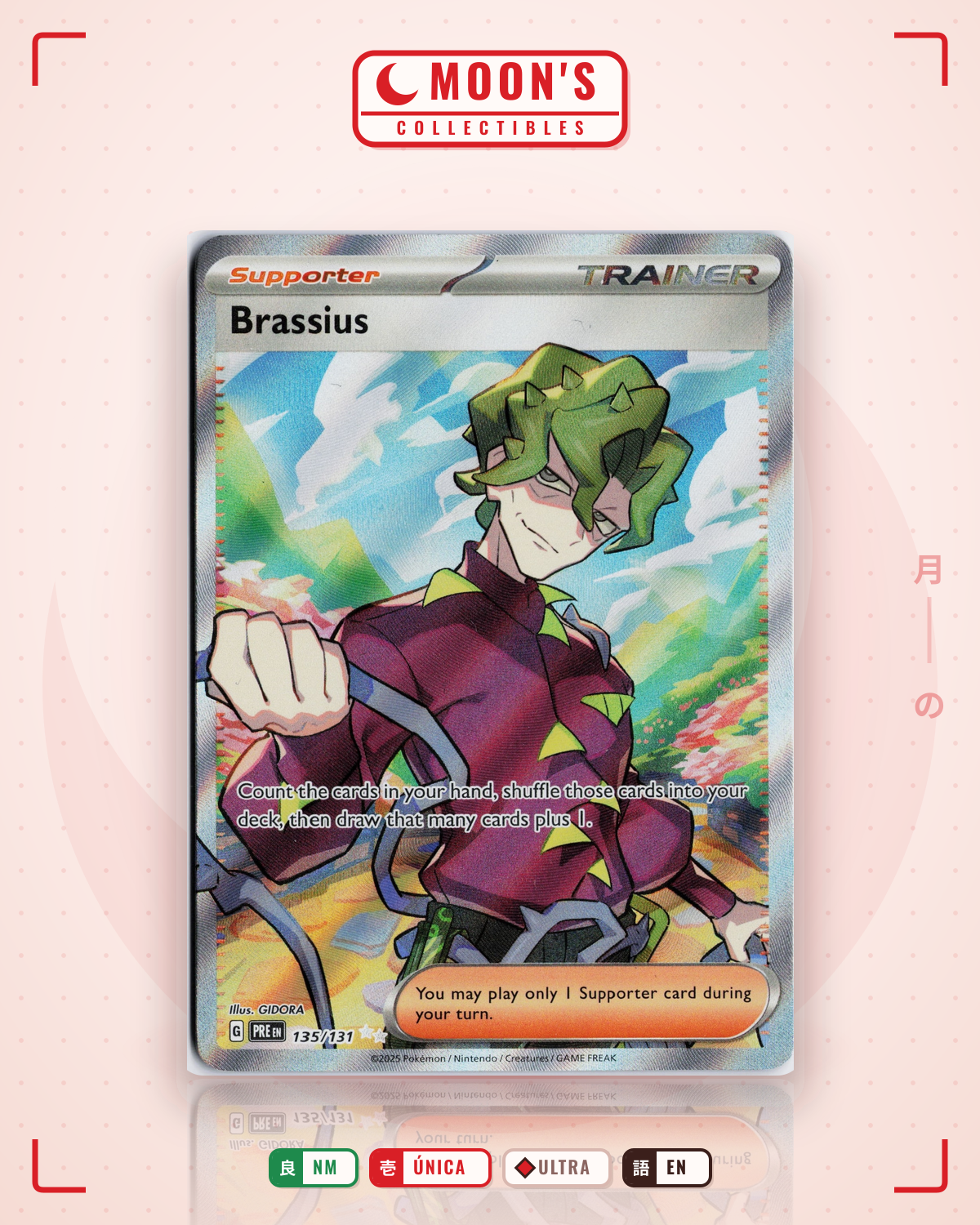Carta Pokémon Brassius · Prismatic Evolutions #135/131 (NM) — pieza única en Moon's Collectibles México