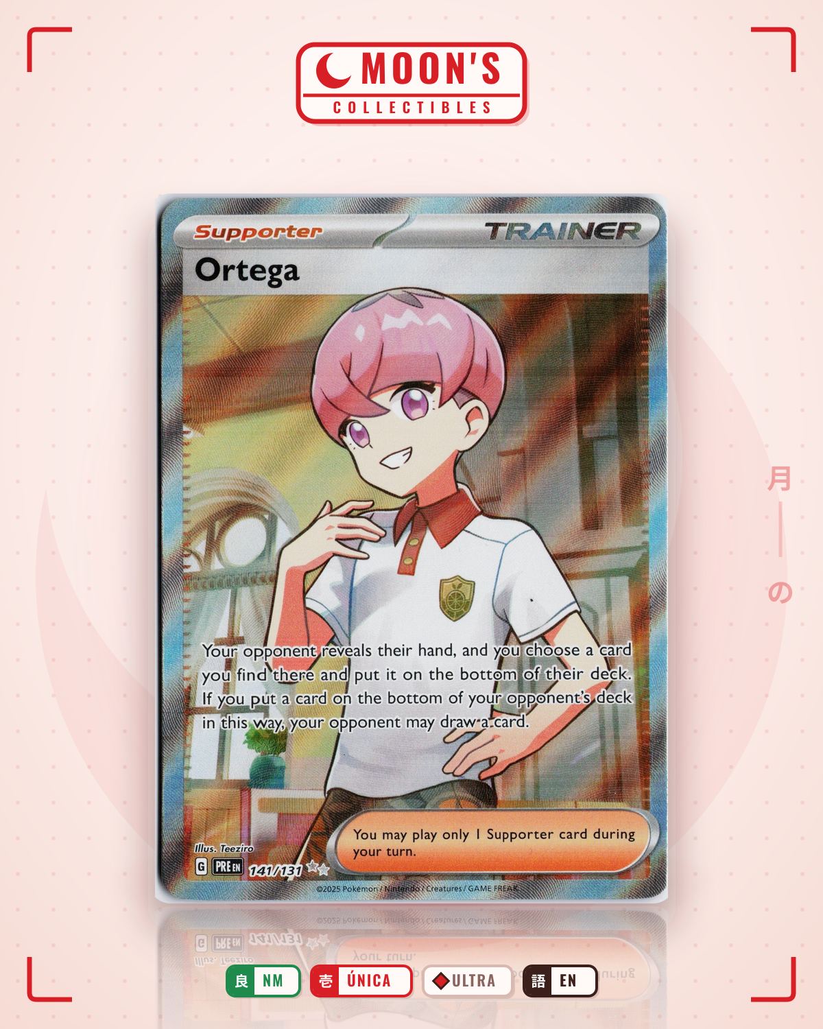 Carta Pokémon Ortega · Prismatic Evolutions #141/131 (NM) — pieza única en Moon's Collectibles México