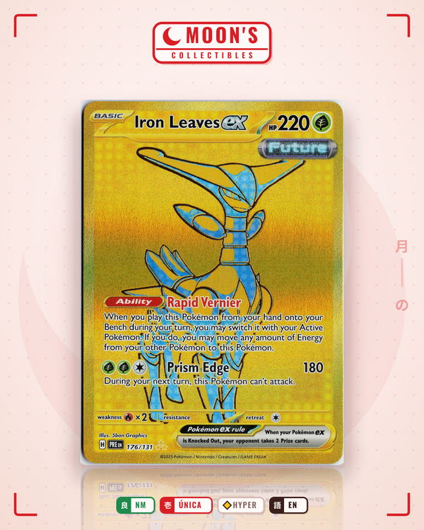 Carta Pokémon Iron Leaves ex · Prismatic Evolutions #176/131 (NM) — pieza única en Moon's Collectibles México