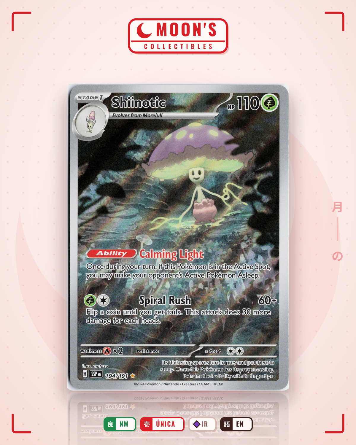 Carta Pokémon Shiinotic · Surging Sparks #194/191 (NM) — pieza única en Moon's Collectibles México
