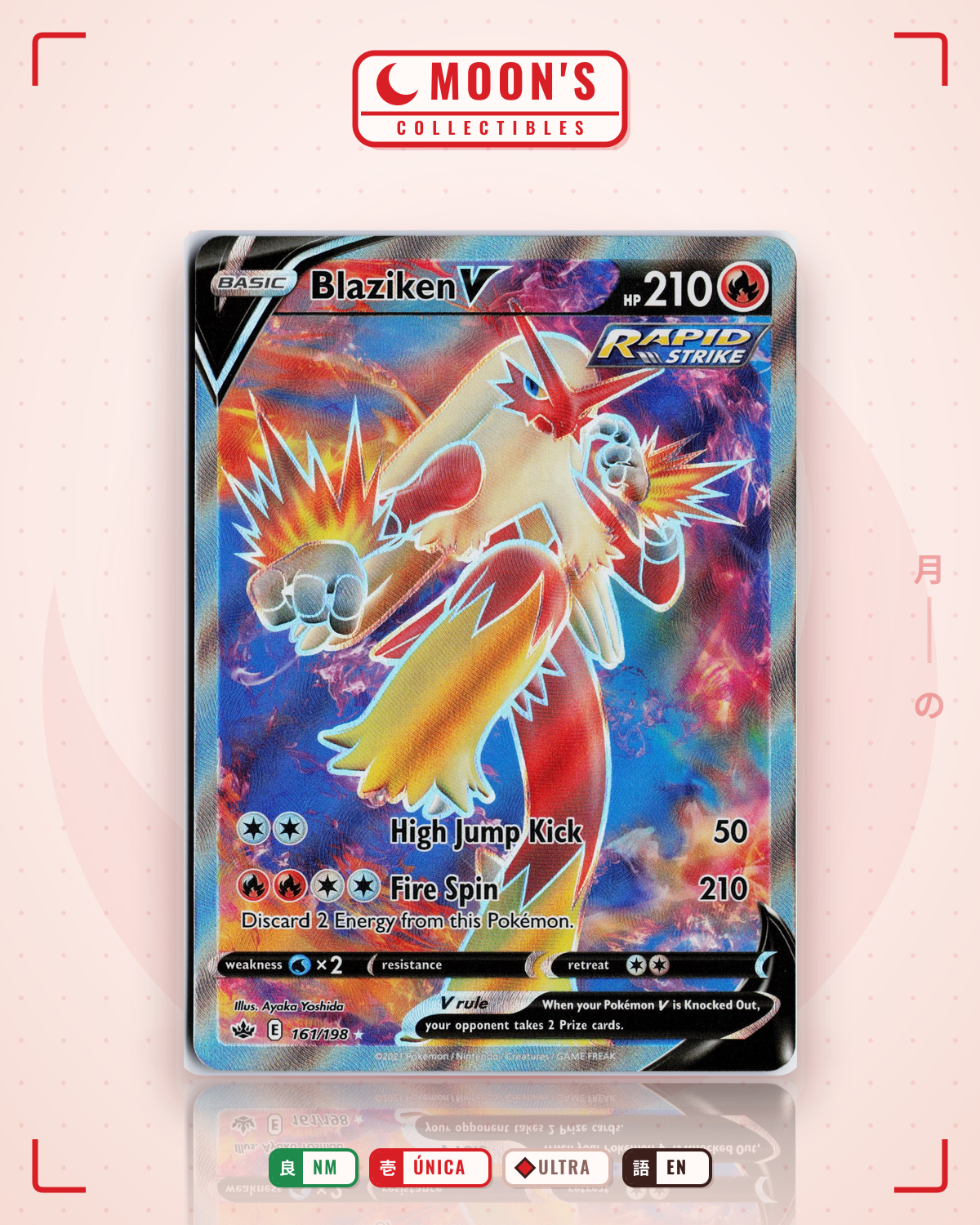 Carta Pokémon Blaziken V · Chilling Reign #161/198 (NM) — pieza única en Moon's Collectibles México