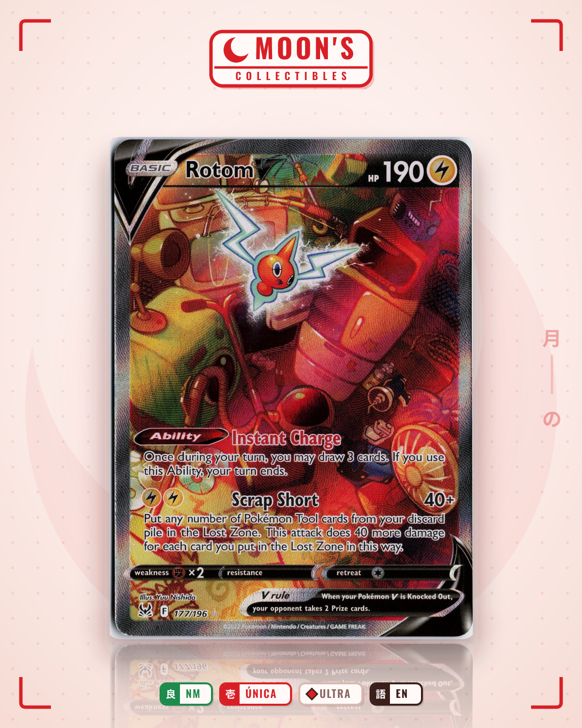 Carta Pokémon Rotom V · Lost Origin #177/196 (NM) — pieza única en Moon's Collectibles México