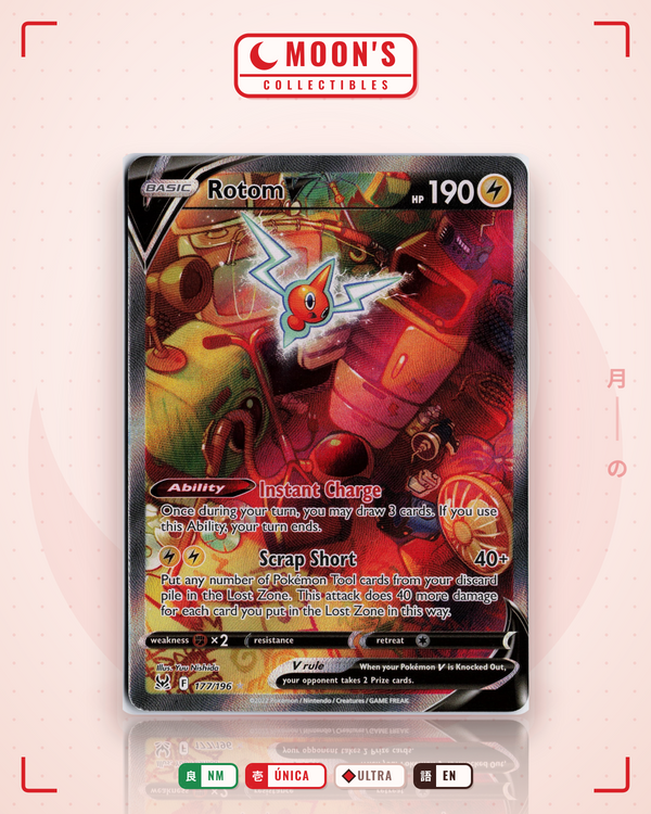 Carta Pokémon Rotom V · Lost Origin #177/196 (NM) — pieza única en Moon's Collectibles México