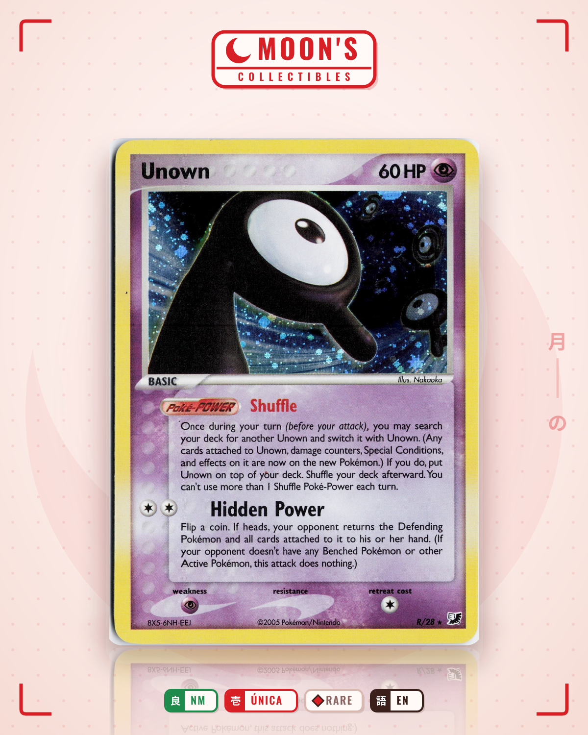 Carta Pokémon Unown · Unseen Forces #R/28 (NM) — pieza única en Moon's Collectibles México