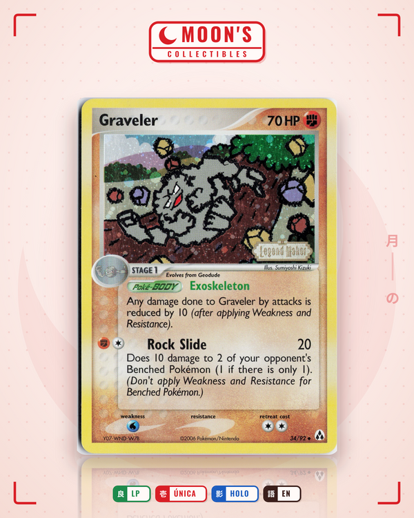 Carta Pokémon Graveler · Legend Maker #34/92 (LP) — pieza única en Moon's Collectibles México