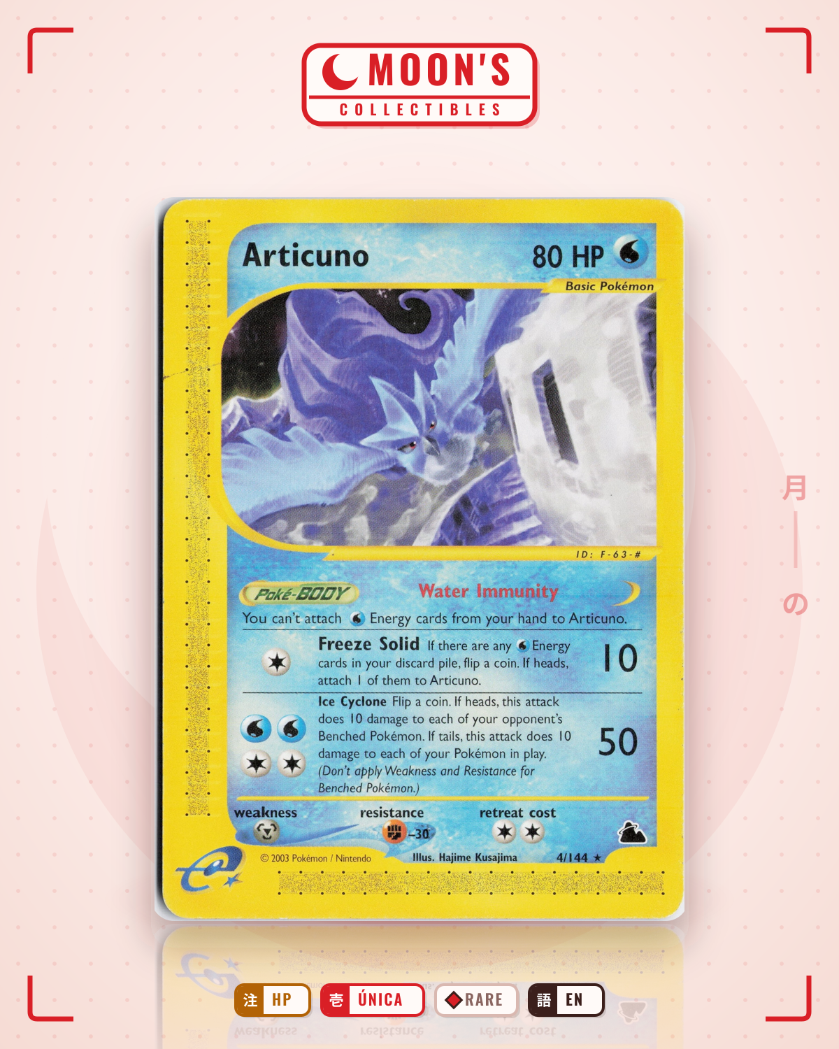 Carta Pokémon Articuno · Skyridge #4/144 (HP) — pieza única en Moon's Collectibles México