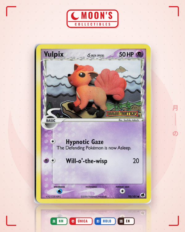 Carta Pokémon Vulpix δ · Dragon Frontiers #70/101 (NM) — pieza única en Moon's Collectibles México