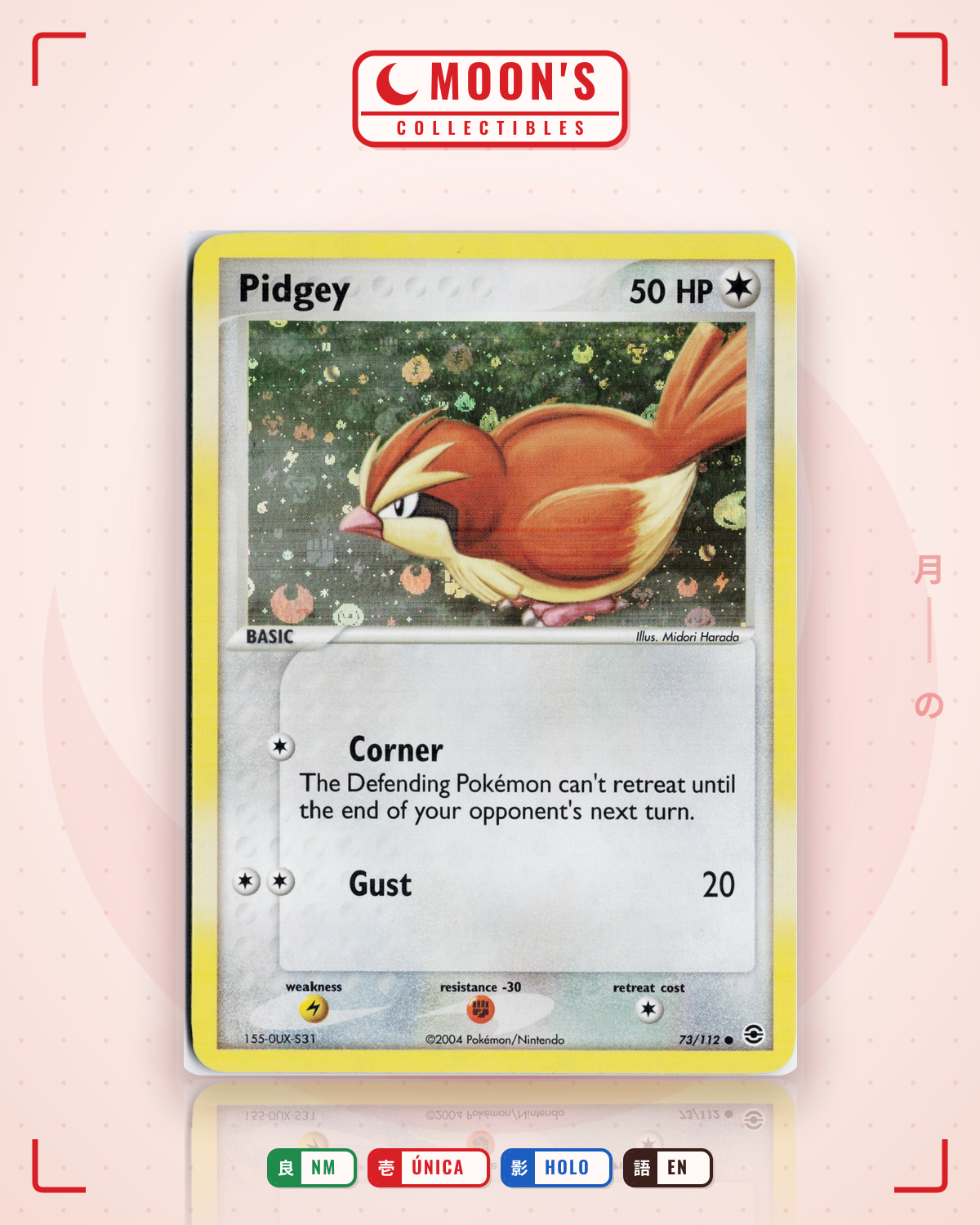 Carta Pokémon Pidgey · FireRed & LeafGreen #73/112 (NM) — pieza única en Moon's Collectibles México
