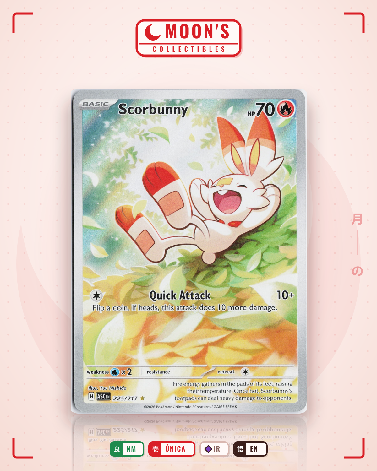 Carta Pokémon Scorbunny · Ascended Heroes #225/217 (NM) — pieza única en Moon's Collectibles México