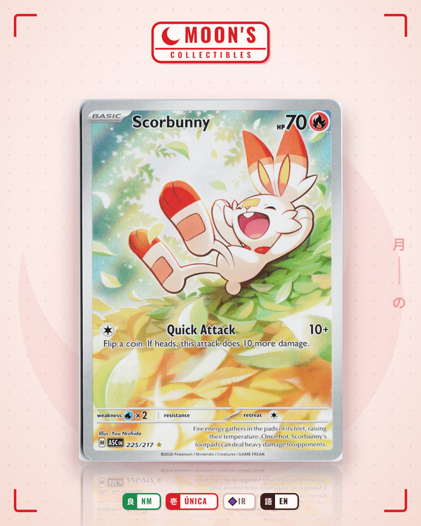 Carta Pokémon Scorbunny · Ascended Heroes #225/217 (NM) — pieza única en Moon's Collectibles México
