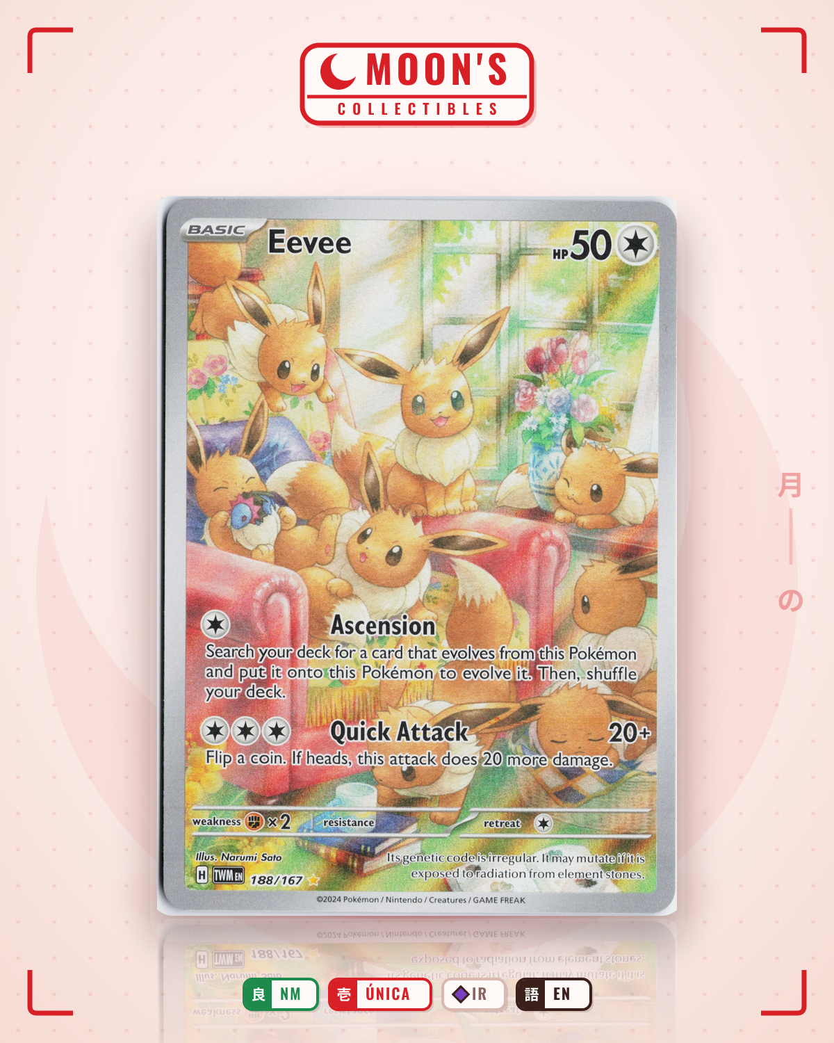 Carta Pokémon Eevee · Twilight Masquerade #188/167 (NM) — pieza única en Moon's Collectibles México