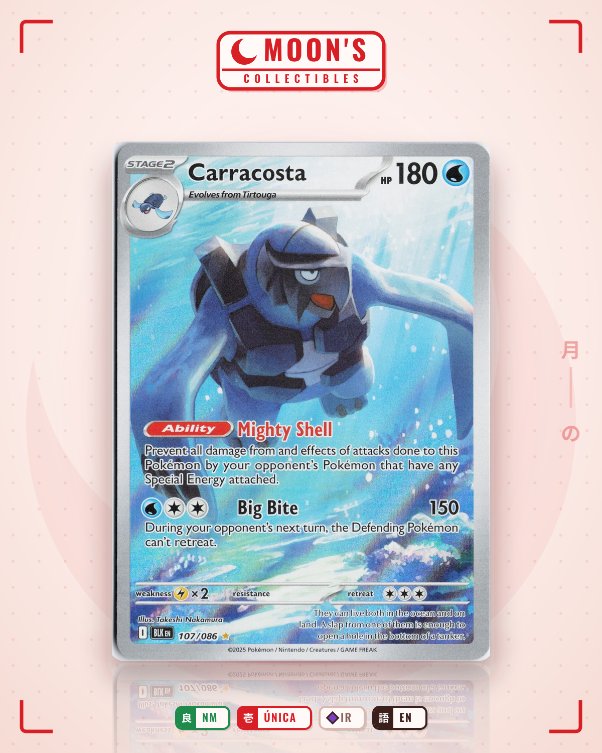 Carta Pokémon Carracosta · Black Bolt #107/086 (NM) — pieza única en Moon's Collectibles México
