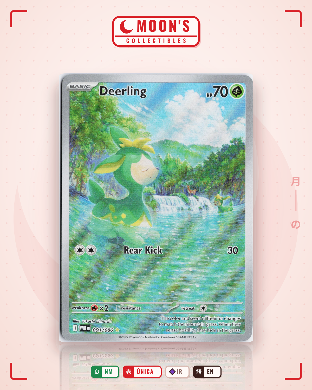 Carta Pokémon Deerling · White Flare #091/086 (NM) — pieza única en Moon's Collectibles México