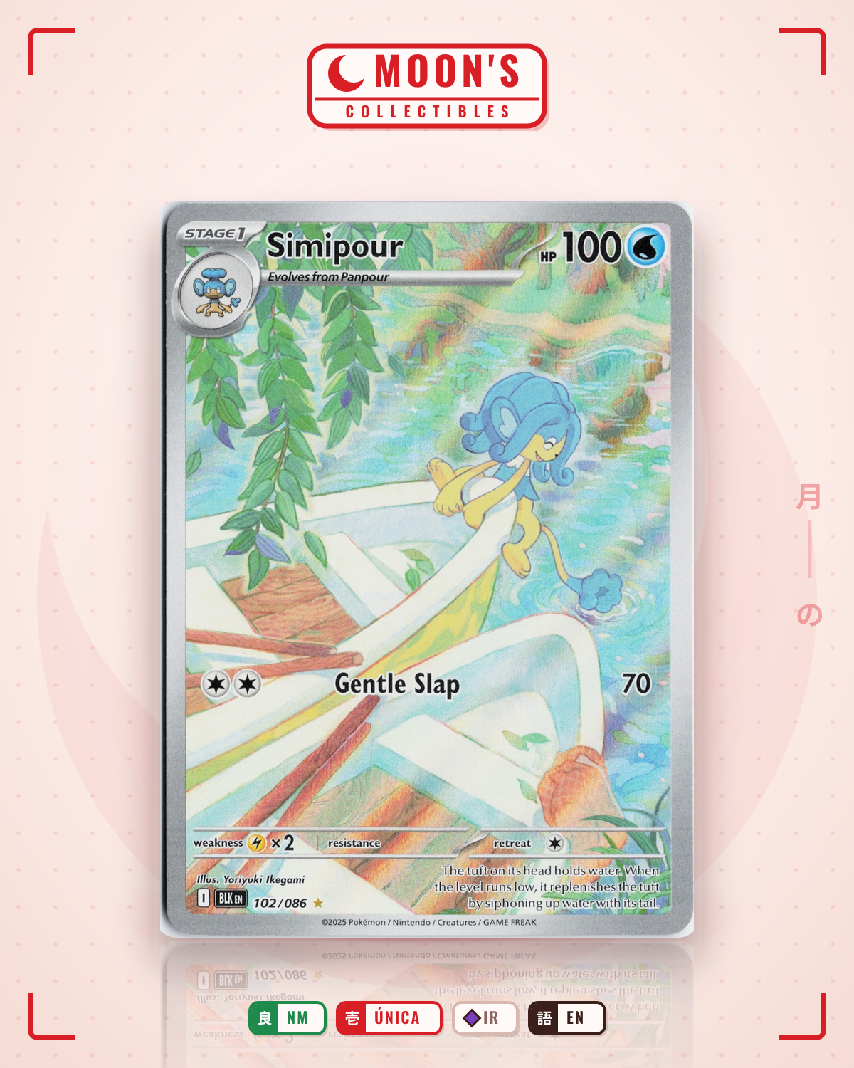 Carta Pokémon Simipour · Black Bolt #102/086 (NM) — pieza única en Moon's Collectibles México