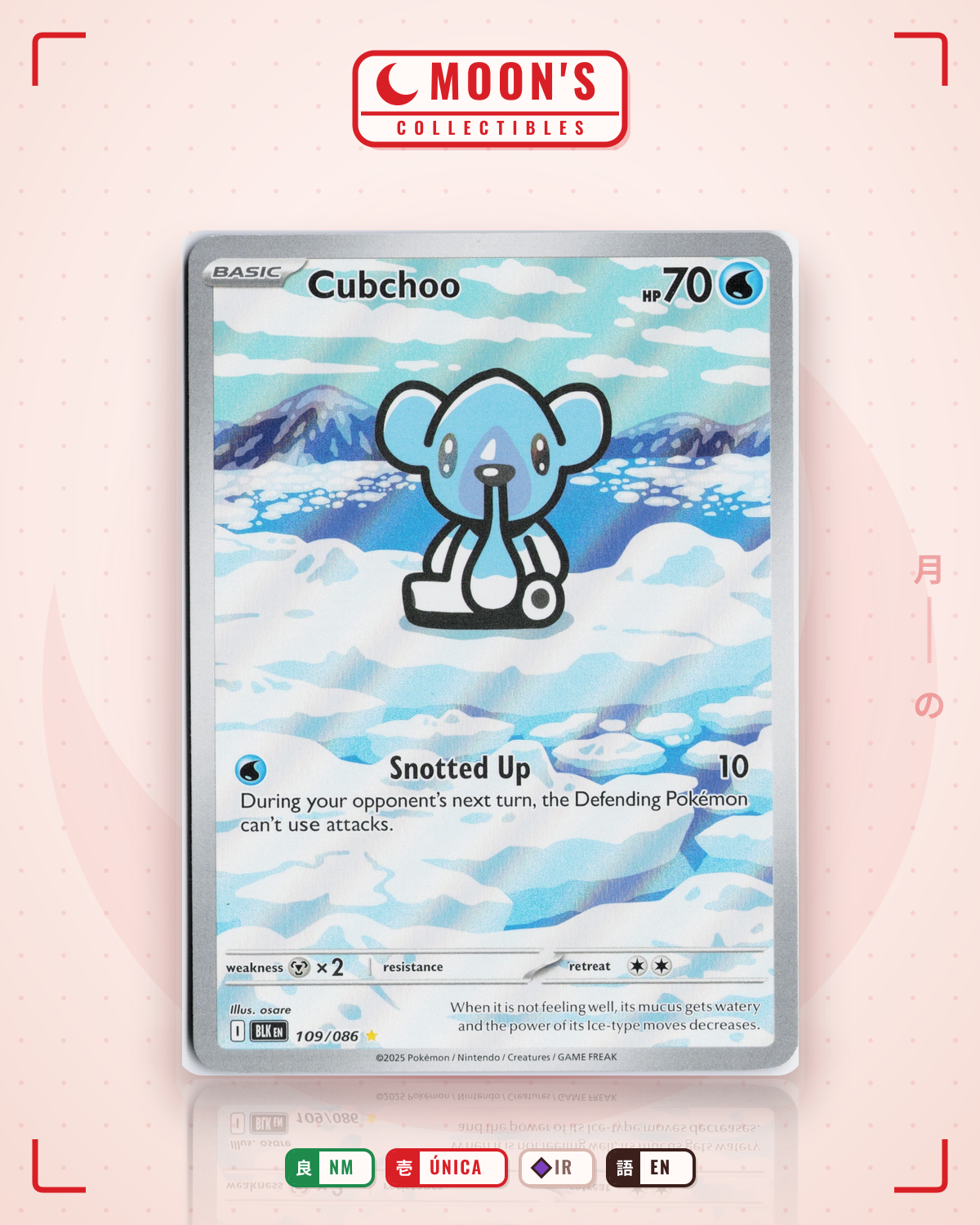 Carta Pokémon Cubchoo · Black Bolt #109/086 (NM) — pieza única en Moon's Collectibles México